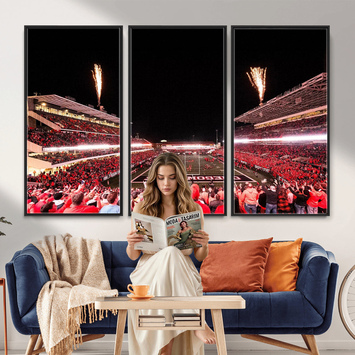 52633-MGV-CV-36X24 - Oregon State Beavers Football Team Print, Corvallis Reser, Framed and Ready to Hang
