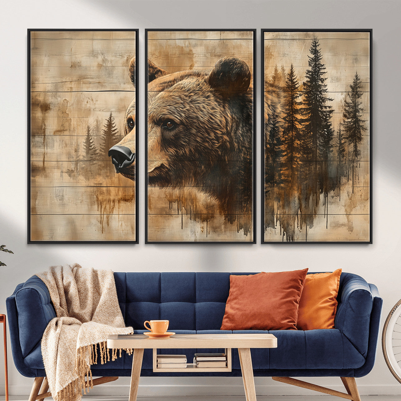 48378-MGV-CV-36X24 - Rustic Grizzly Bear Wall Art, Abstract Grizzly 399 Bear Wall Art Canvas Print - Woodland Wildlife