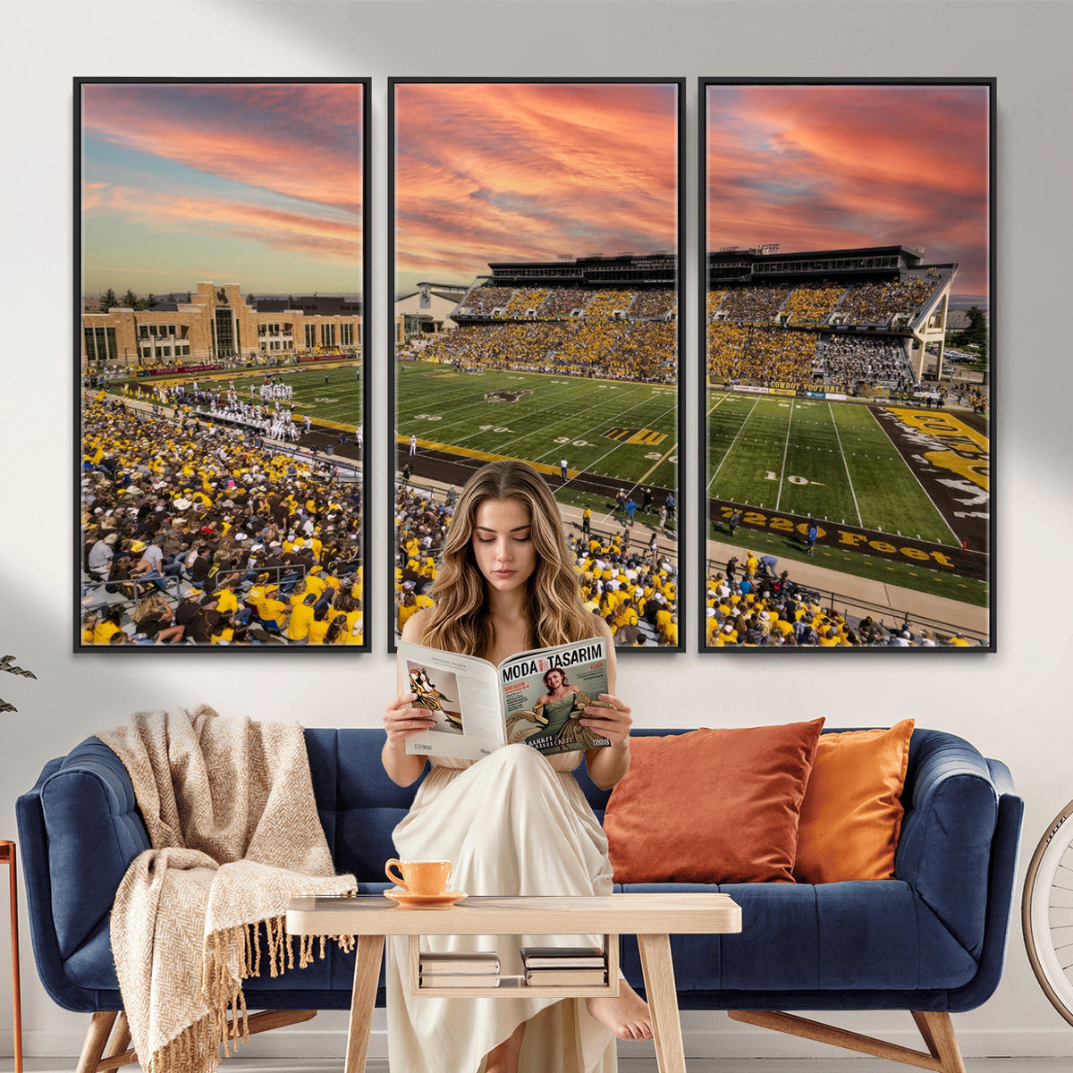 90508-MGV-CV-36X24 - University of Wyoming Cowboys Football Team Print, Laramie, Extra Large Game Room Wall Decor