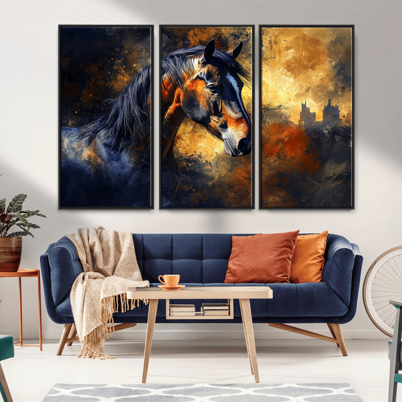 MGV-FC-48X32-3P - Abstract Horse Art Print - Abstract Canvas Wall Art | Perfect for Rustic Farmhouse, Modern, or