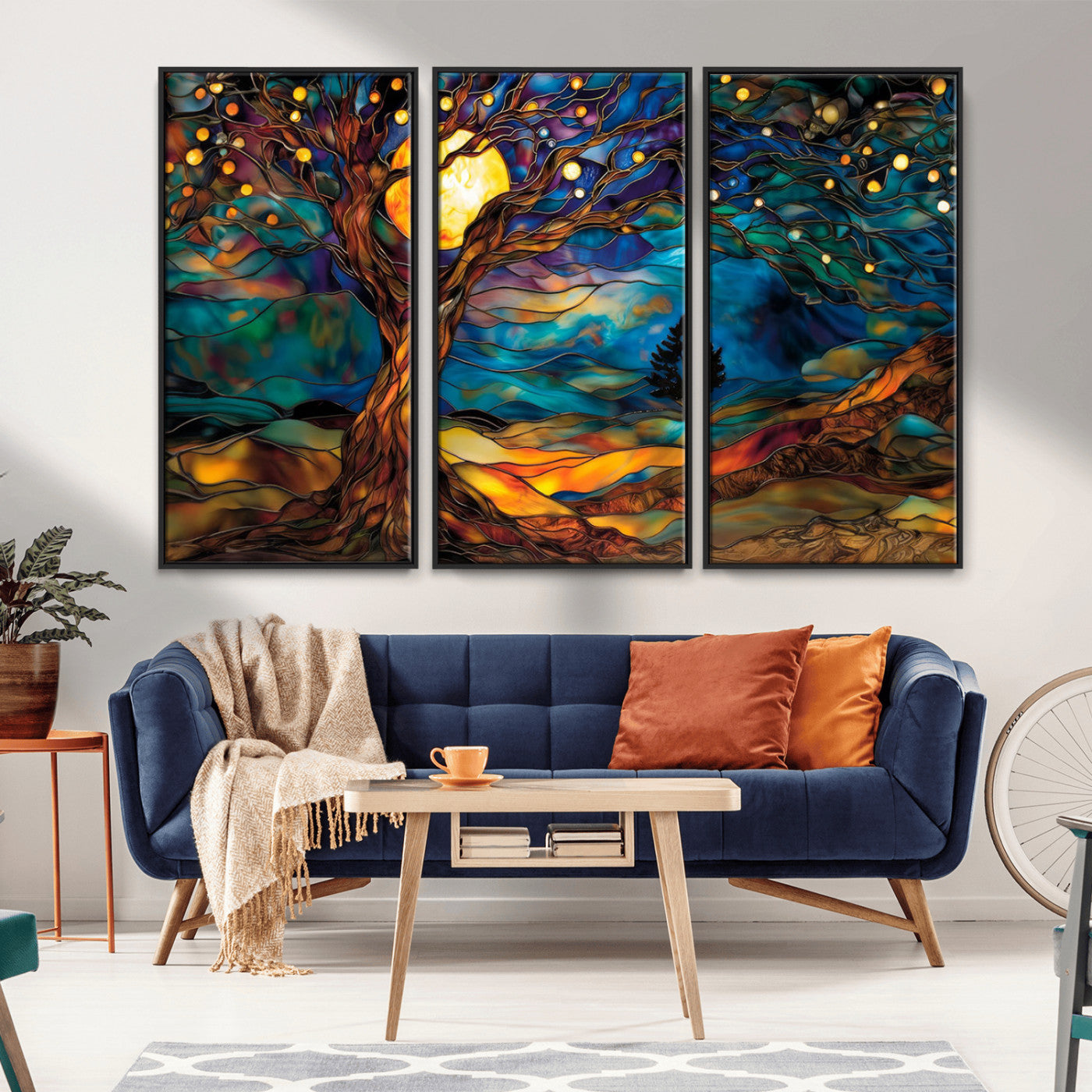 MGV-FC-48X32-3P - Tree of Life Wall Art - Yggdrasil Tree of Life Canvas Print - Vibrant Moonlit Tree Wall Art,  Tree