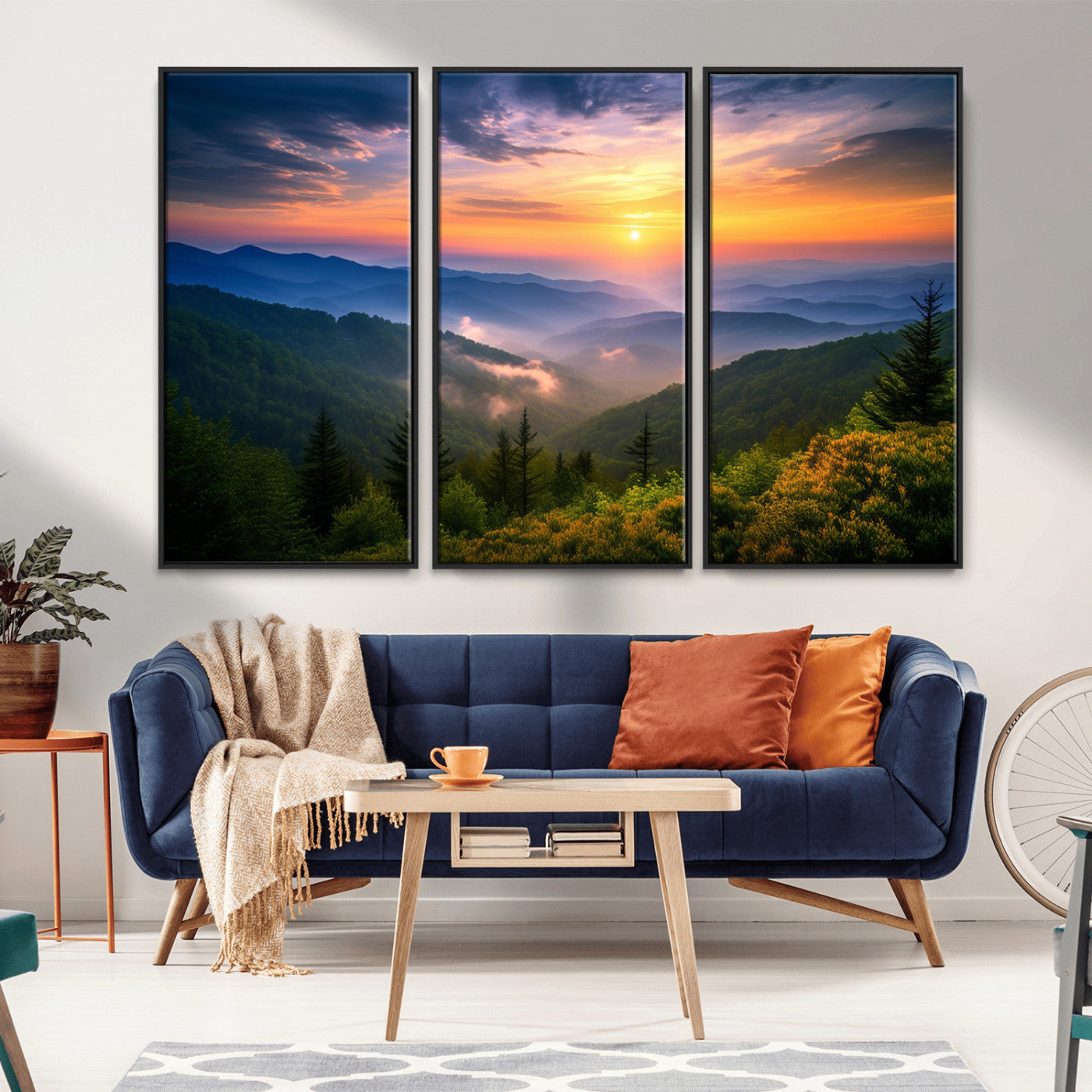 MGV-FC-48X32-3P - Majestic Mountain Sunrise Print | Landscape Wall Art | Canvas Print Ready to Hang | Farmhouse Wall