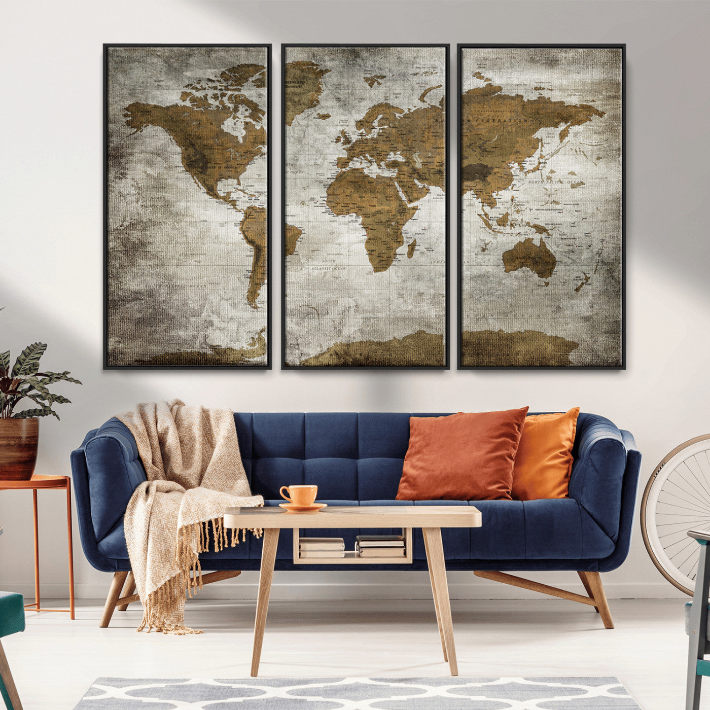 MGV-FC-48X32-3P - Push Pin World Map Canvas Print – Framed Wall Art for Couples to Track Their Travels – Anniversary
