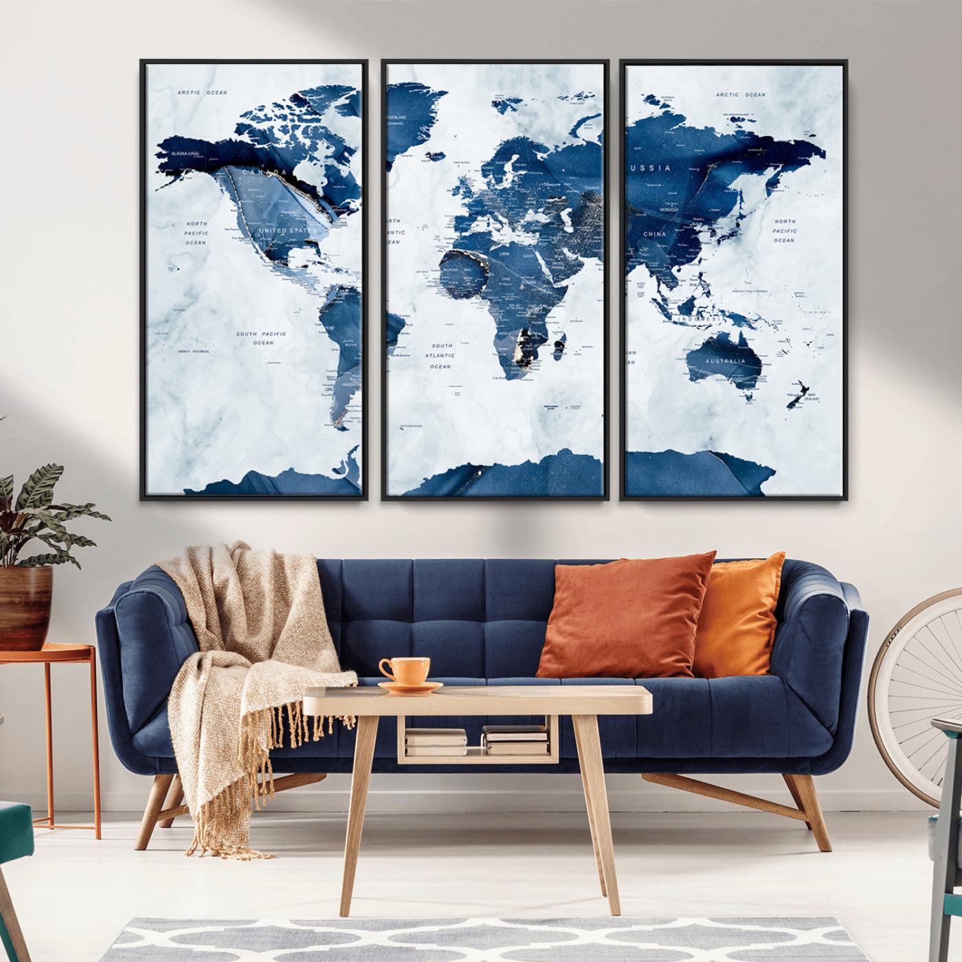 MGV-FC-48X32-3P - Push Pin World Map Canvas Print – Framed Wall Art for Couples to Track Their Travels – Anniversary