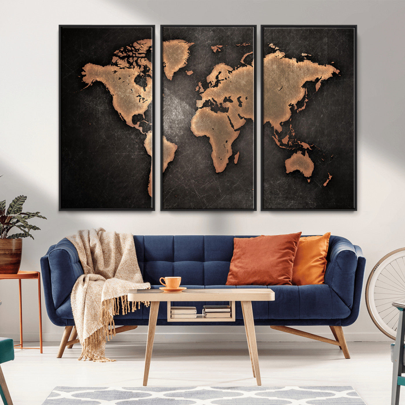 MGV-FC-48X32-3P - Push Pin World Map Canvas Print – Framed Wall Art for Couples to Track Their Travels – Anniversary