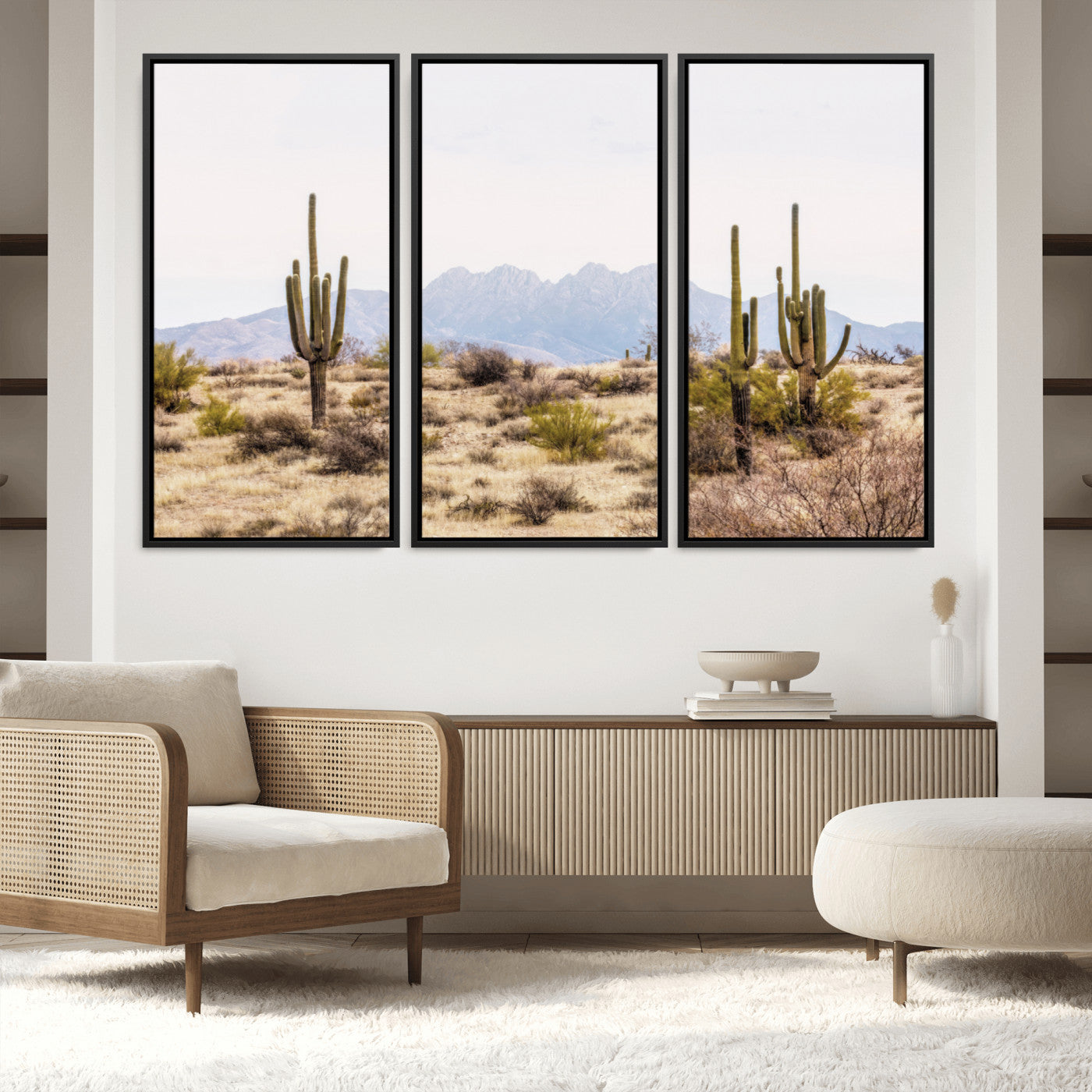 97436-MGV-FC-60X40-3P_Black-Arizona Desert Wall Art Print | Arizona Desert Canvas Print with Saguaro Cacti | Southwestern Landscape Wall Art | Framed Farmhouse Decor