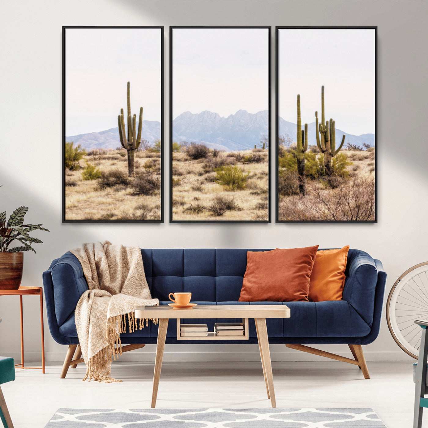 MGV-FC-48X32-3P - Arizona Desert Wall Art Print | Arizona Desert Canvas Print with Saguaro Cacti | Southwestern