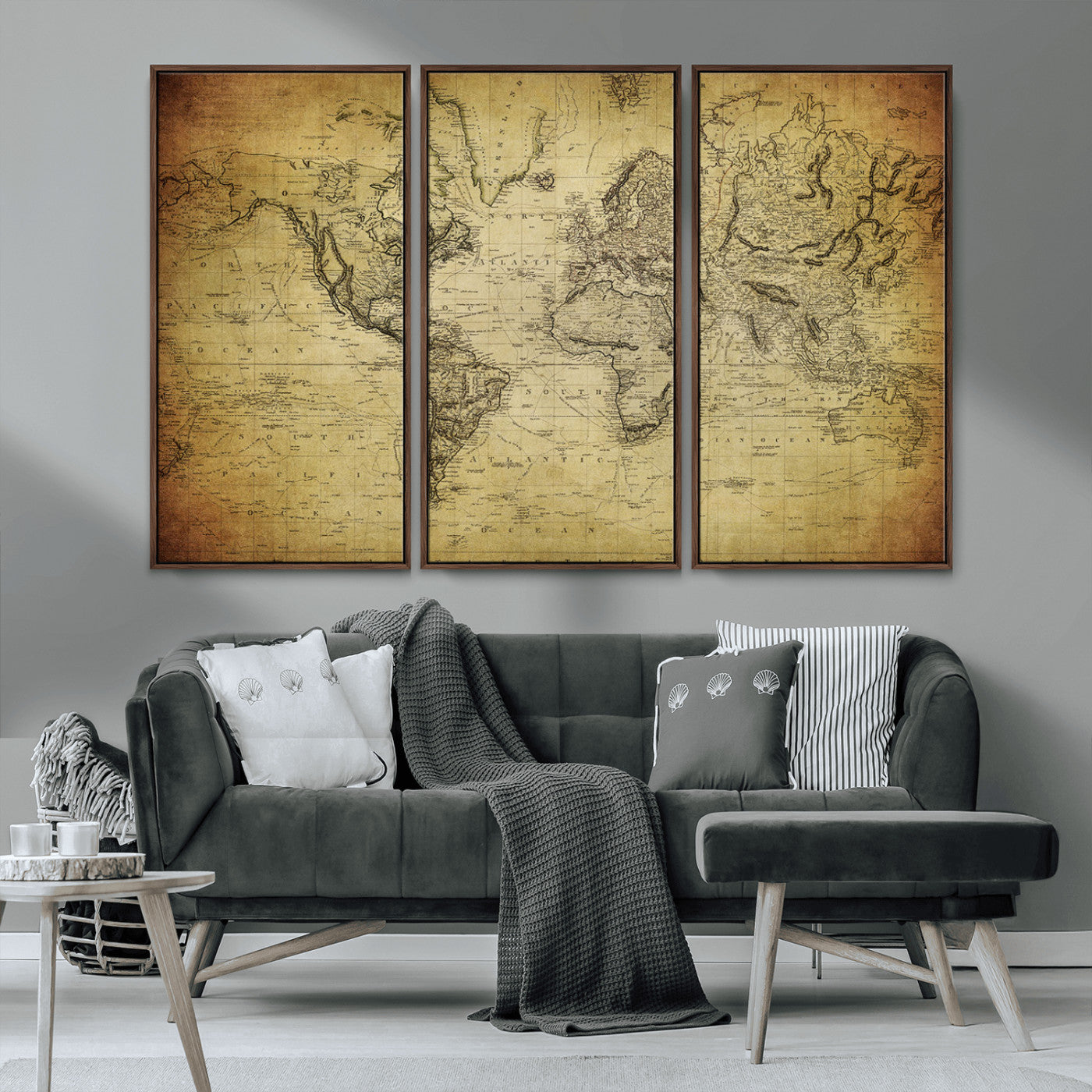 MGV-FC-48X32-3P - Push Pin World Map Canvas Print – Framed Wall Art for Couples to Track Their Travels – Anniversary