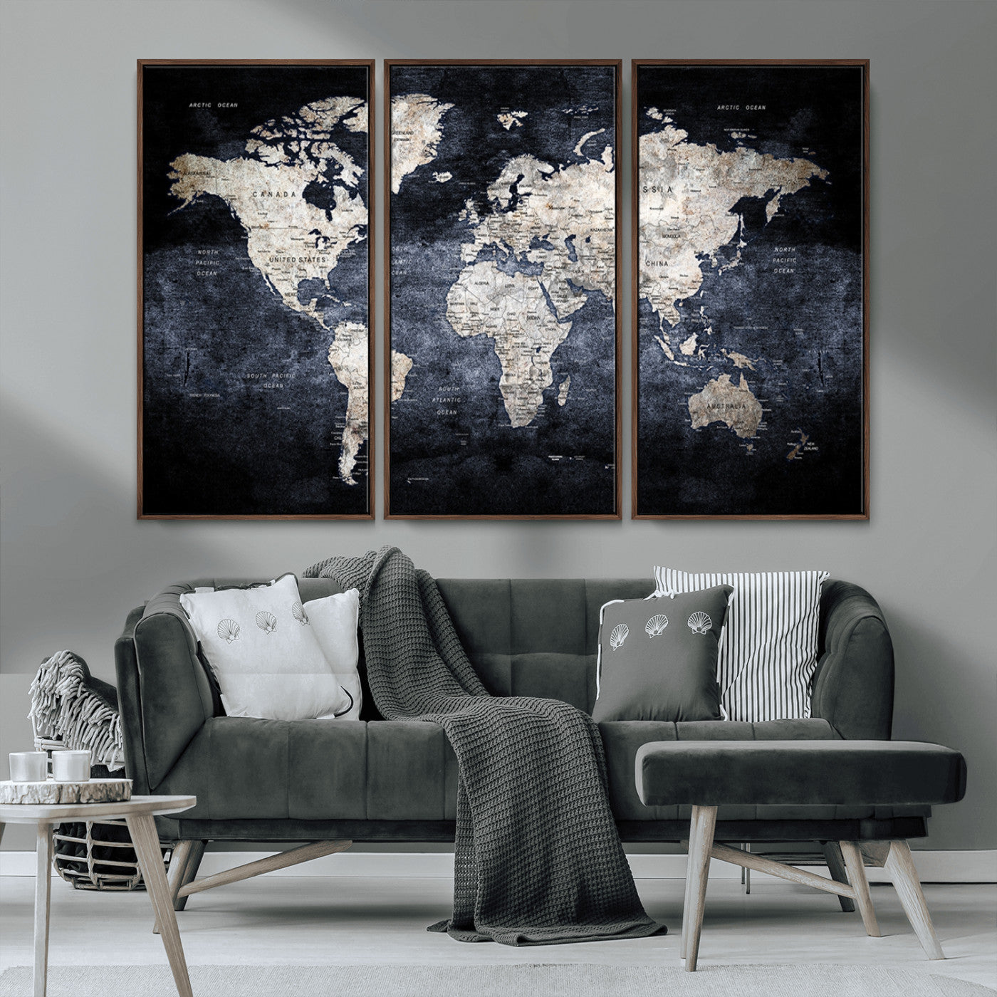 MGV-FC-48X32-3P - World Map Wall Art Canvas Print for Home and Office Decor