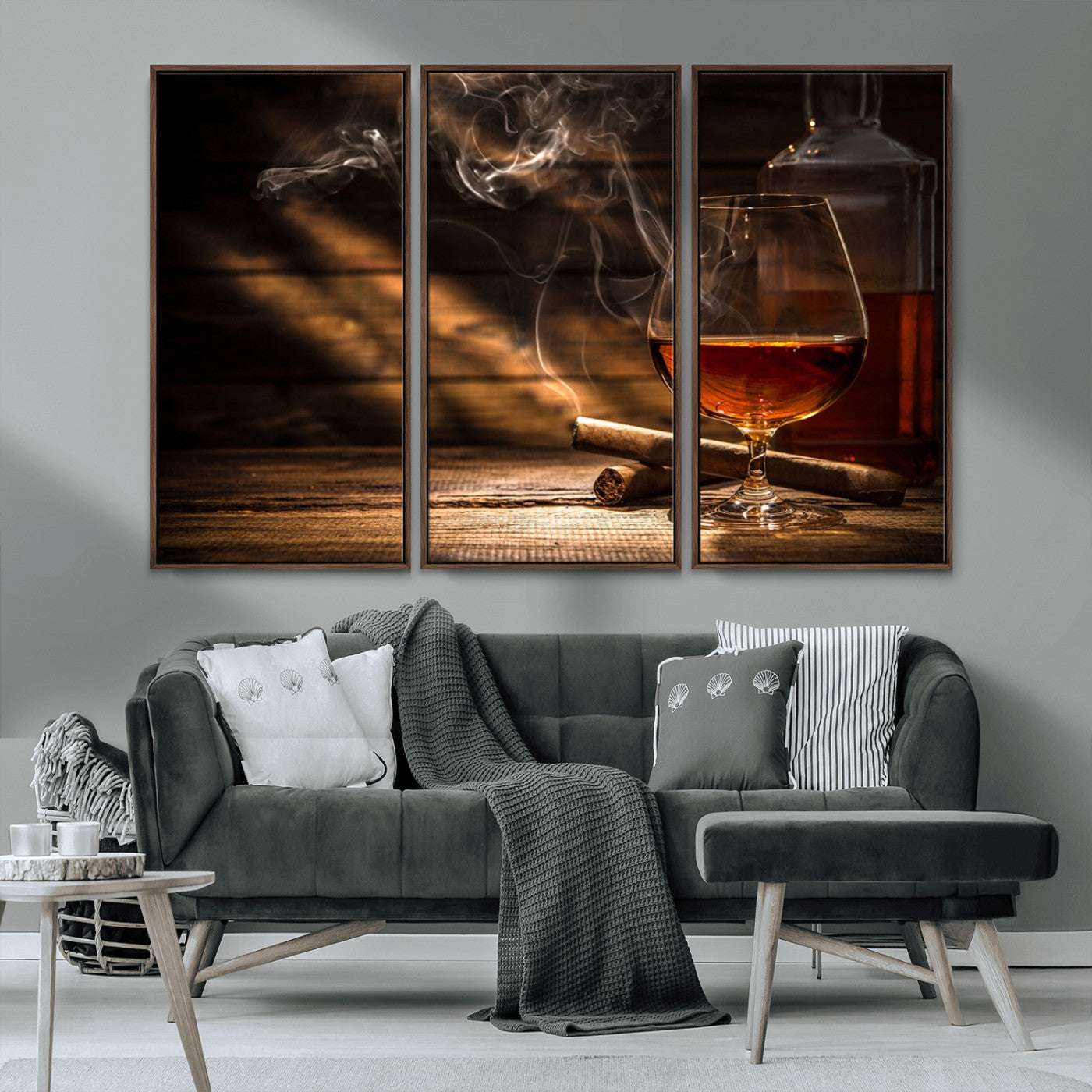 MGV-FC-48X32-3P - Whiskey and Cigar Wall Art Canvas Print