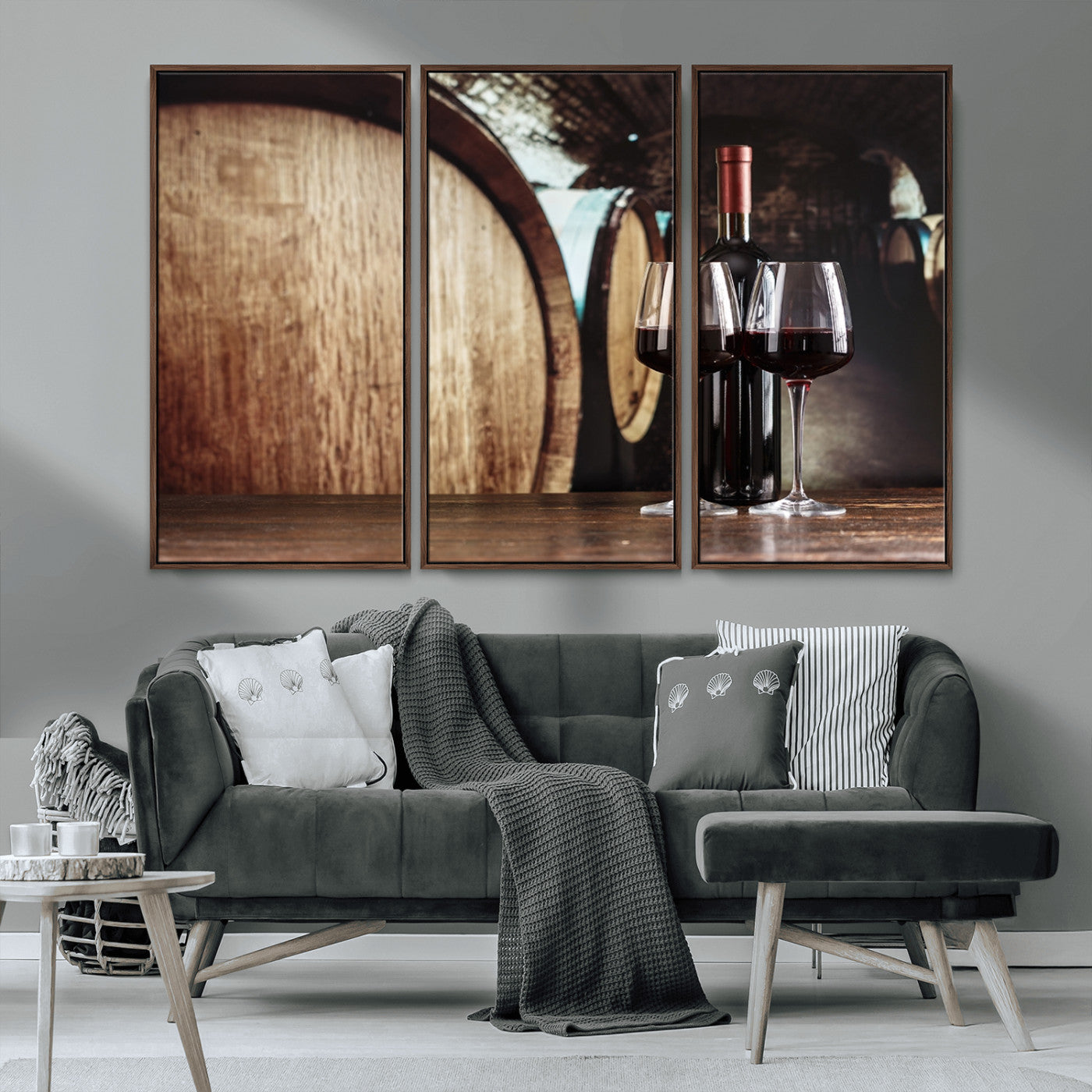 MGV-FC-48X32-3P - Wine and Barrel Wall Art Canvas Print