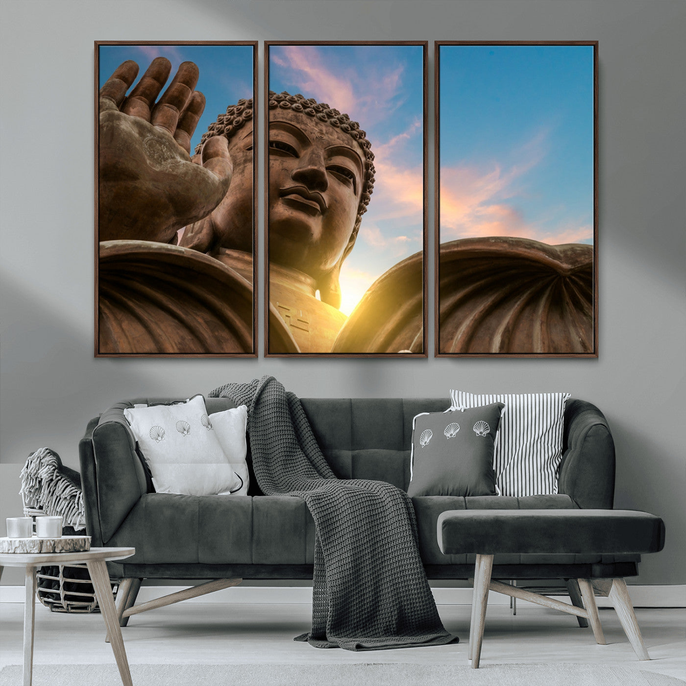 MGV-FC-48X32-3P - Buddha Statue and Daylight Wall Art, Buddha Statue Wall Art Canvas Print