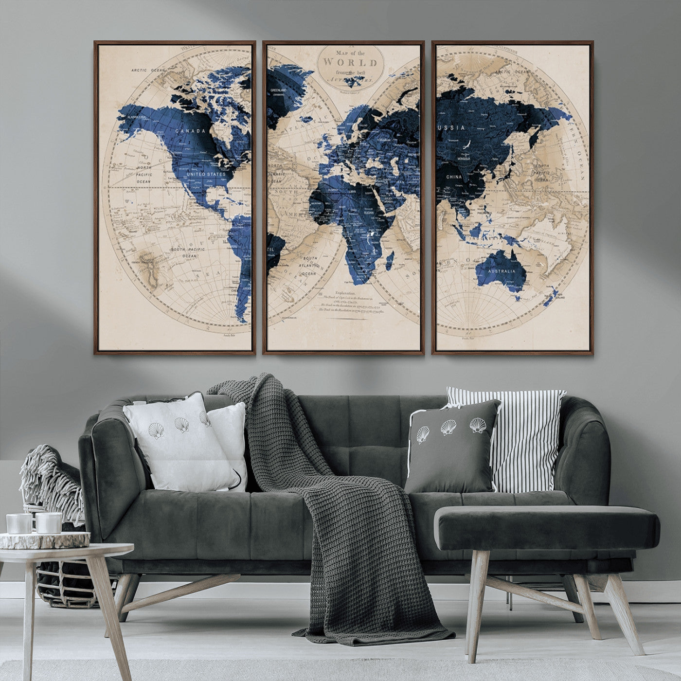 MGV-FC-48X32-3P - World Map Wall Art Canvas Print for Home and Office Decor