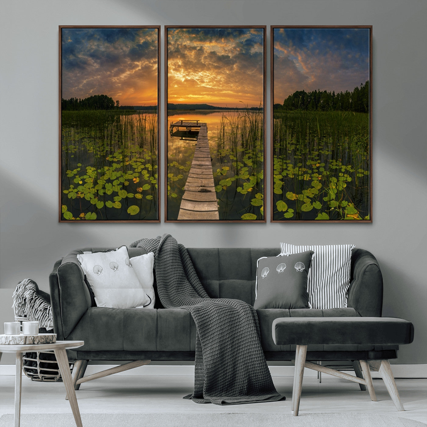 MGV-FC-48X32-3P - Lake and Flower Wall Art Canvas Print