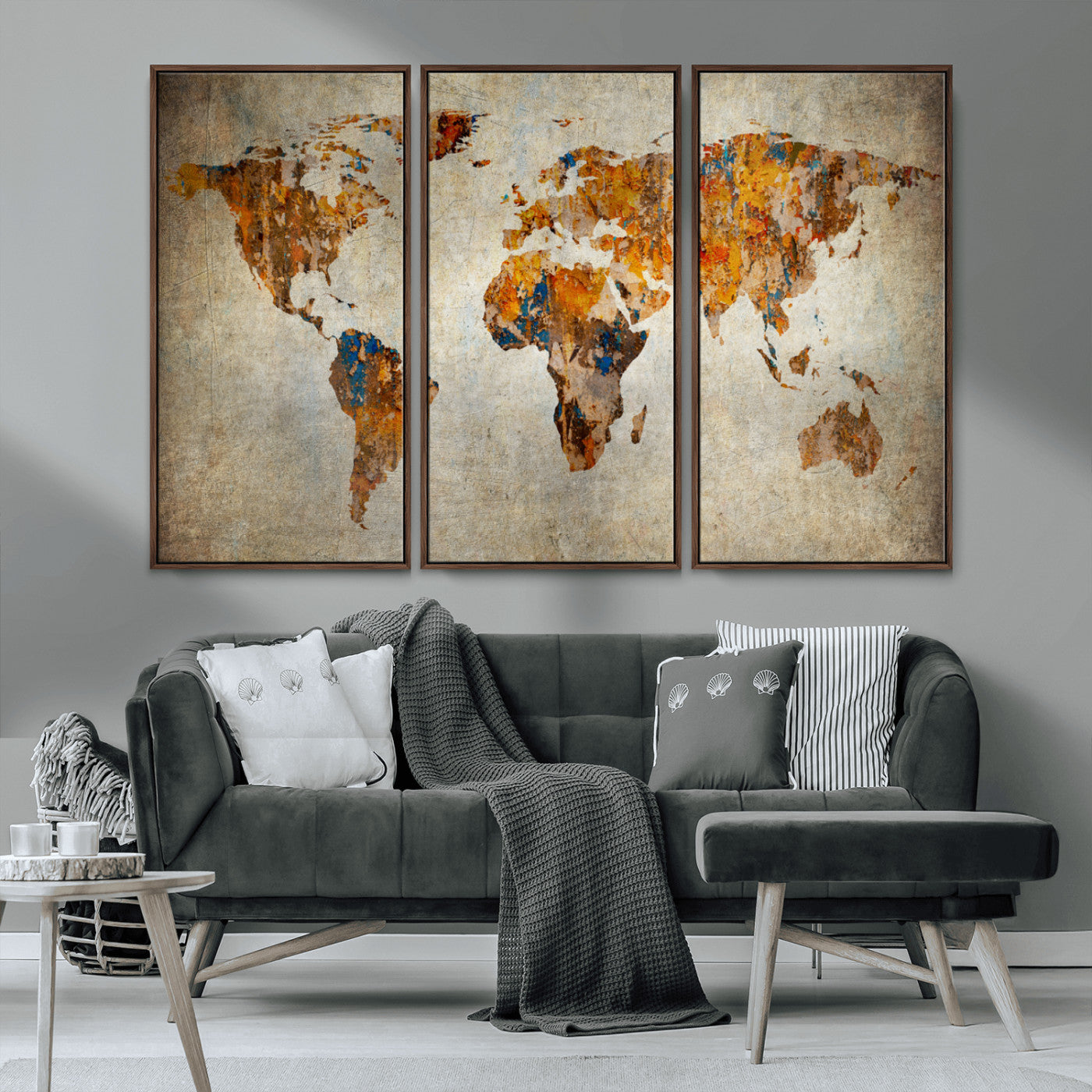 MGV-FC-48X32-3P - Push Pin World Map Canvas Print – Framed Wall Art for Couples to Track Their Travels – Anniversary