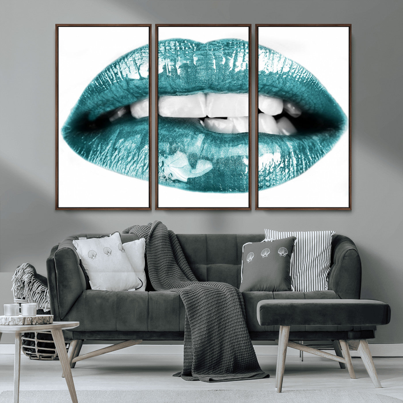 MGV-FC-48X32-3P - Blue Lips Wall Art Canvas Print