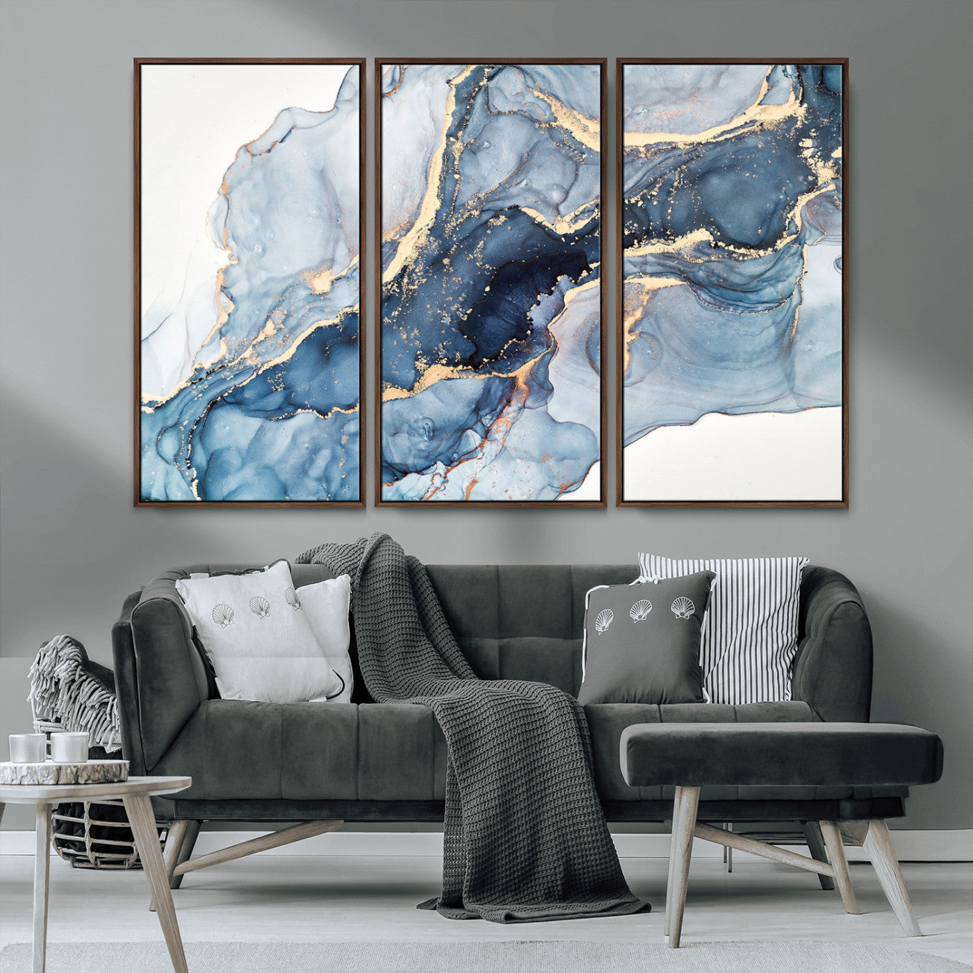 33782-MGV-CV-36X24-Abstract Art Print - Blue Abstract Canvas Wall Art Print Abstract Art Fluid Effect Marble Wall Art