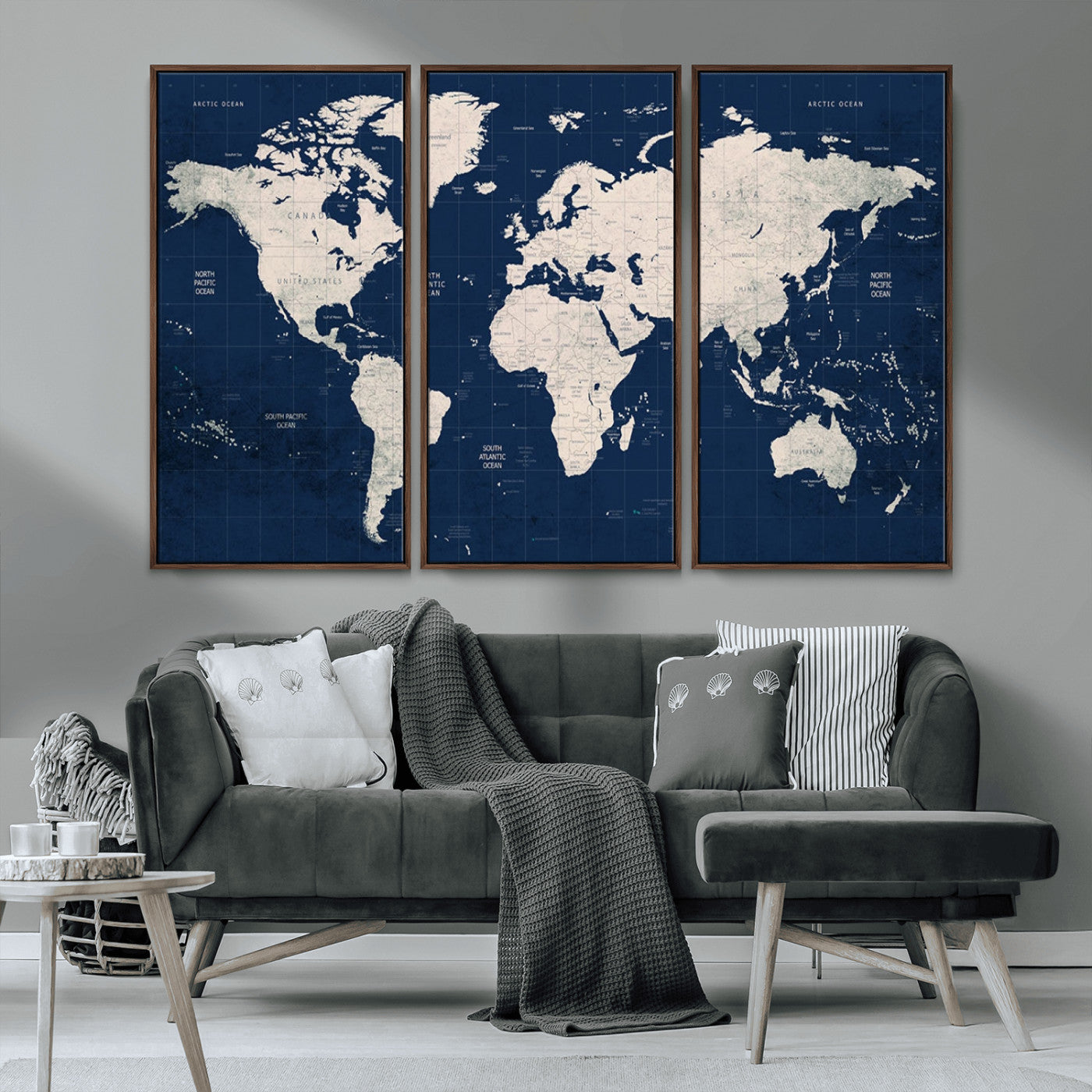 17866-MGV-CV-36X24-Push Pin World Map Canvas Print – Framed Wall Art for Couples to Track Their Travels – Anniversary