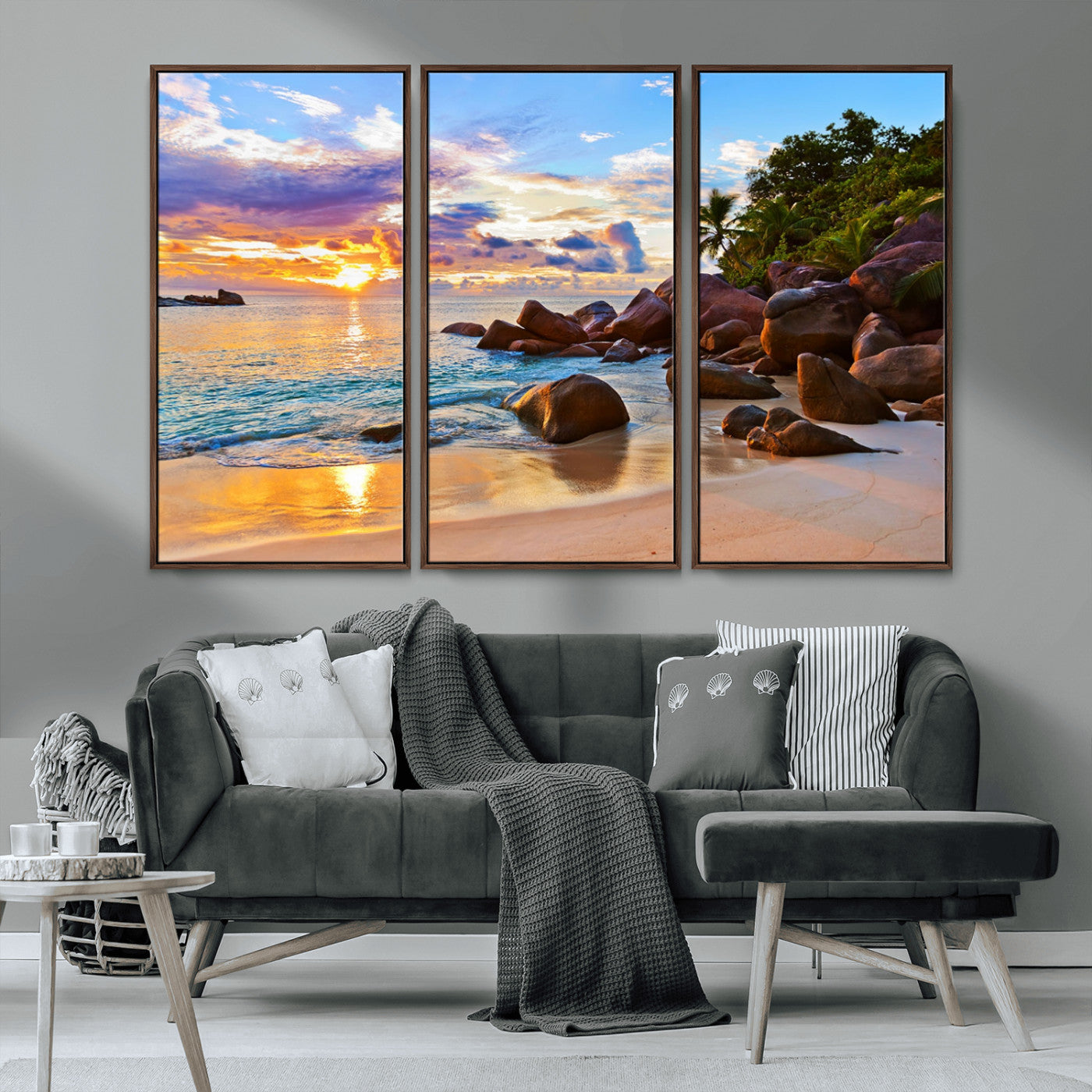 MGV-FC-48X32-3P - Tropical Island Beach Sunset Canvas Print