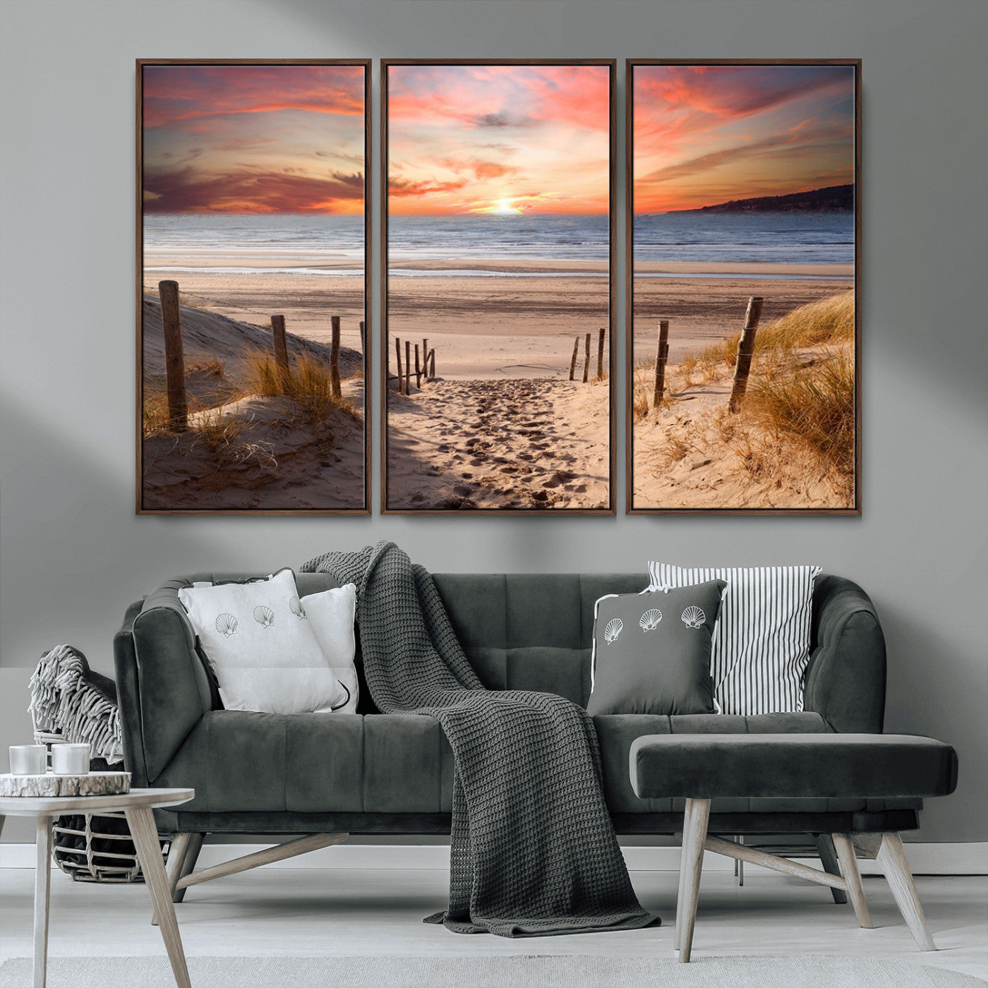 MGV-FC-48X32-3P - Sunset on the Sea Wall Art Canvas Print