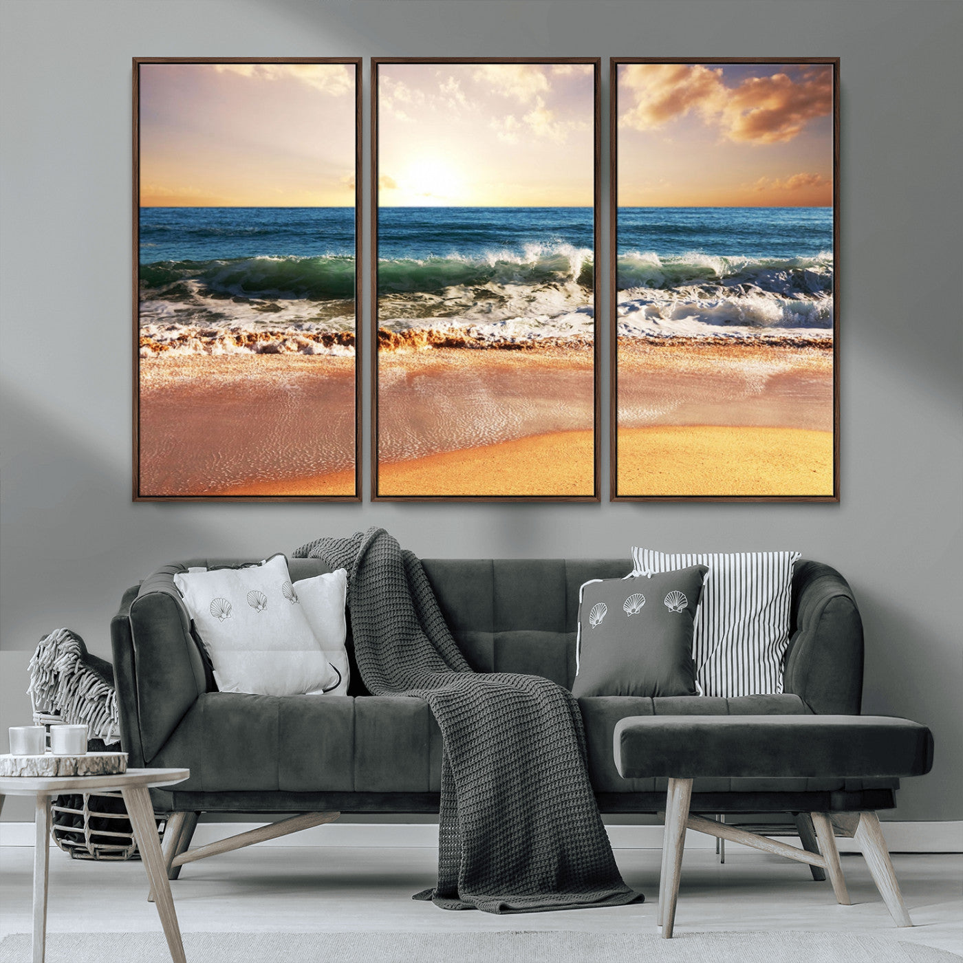 MGV-FC-48X32-3P - Serene Beach Path Canvas Art, Giclee Canvas Print with Gallery Wrap, Coastal Sand Dunes Wall Art Featuring Canon Print Quality