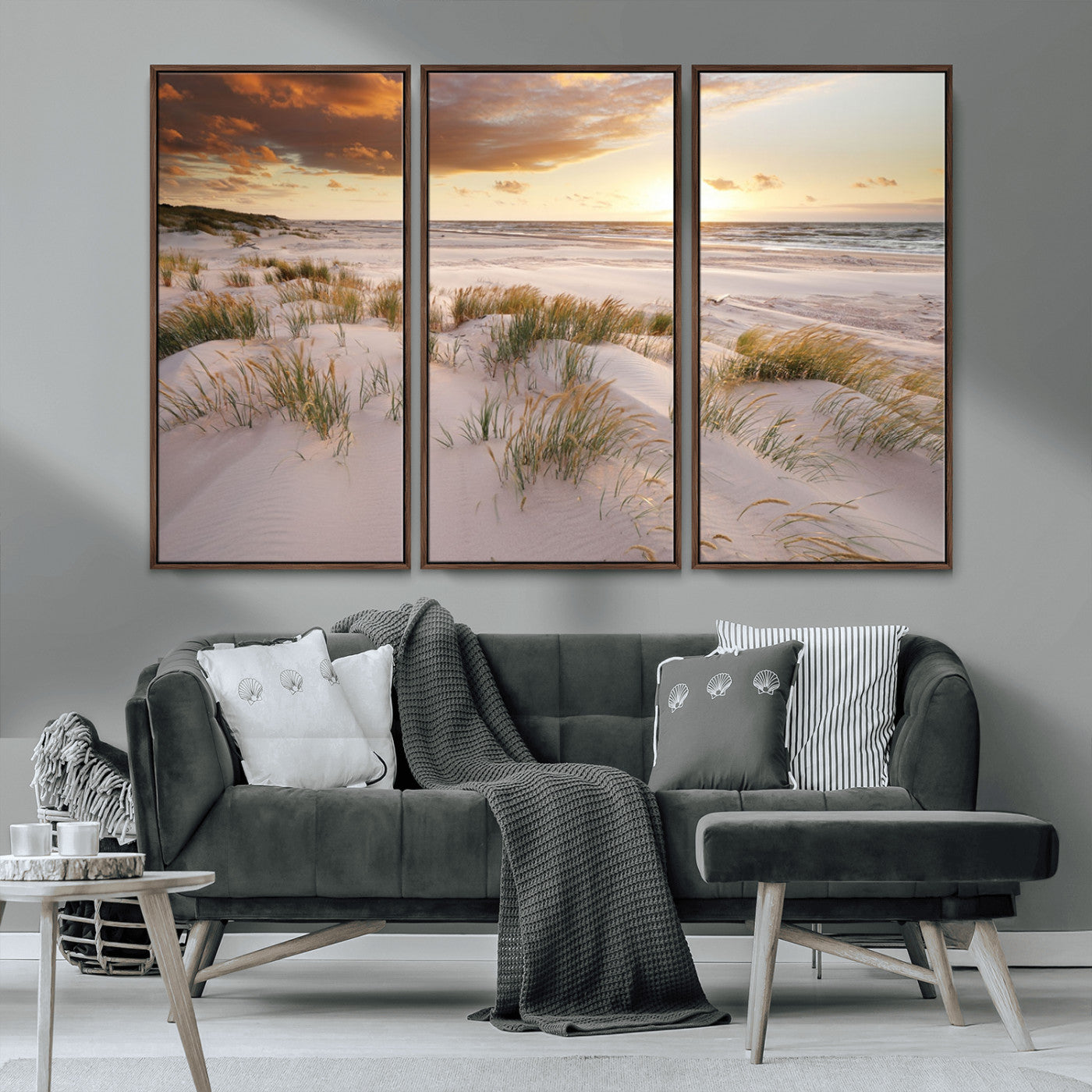 MGV-FC-48X32-3P - Flight Over Coastal Beach Landscape, Flight Over Coastal Beach Print Canvas Wall Art