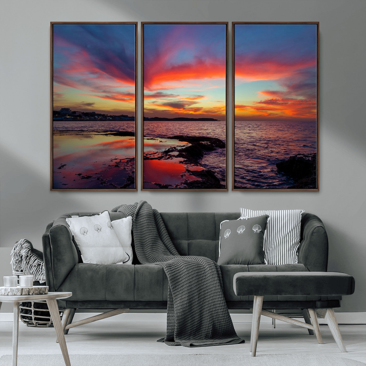 MGV-FC-48X32-3P - Glorious Sunset on The Beach Wall Art Canvas Print