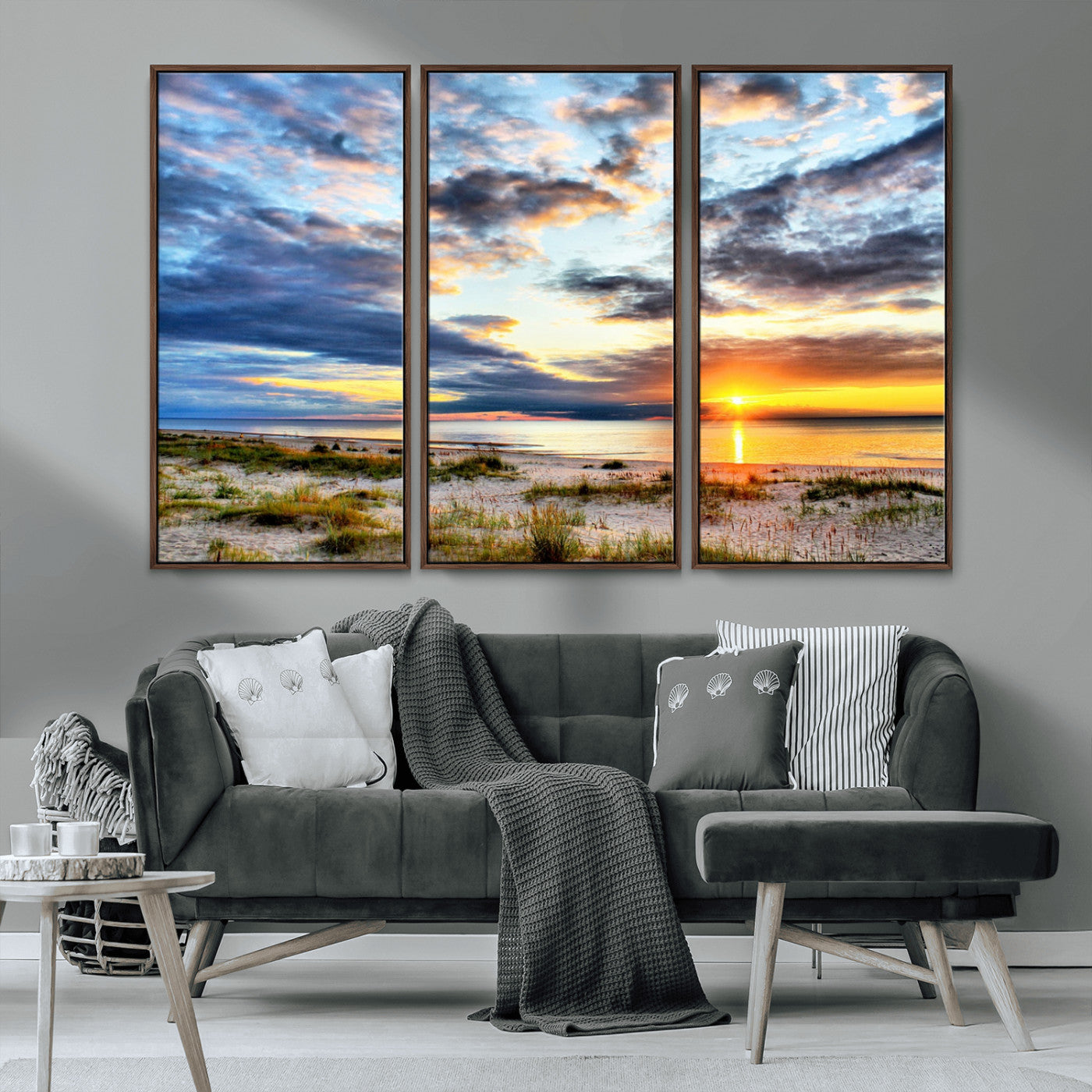 MGV-FC-48X32-3P - Sunset On The Ocean Wall Art Canvas Print