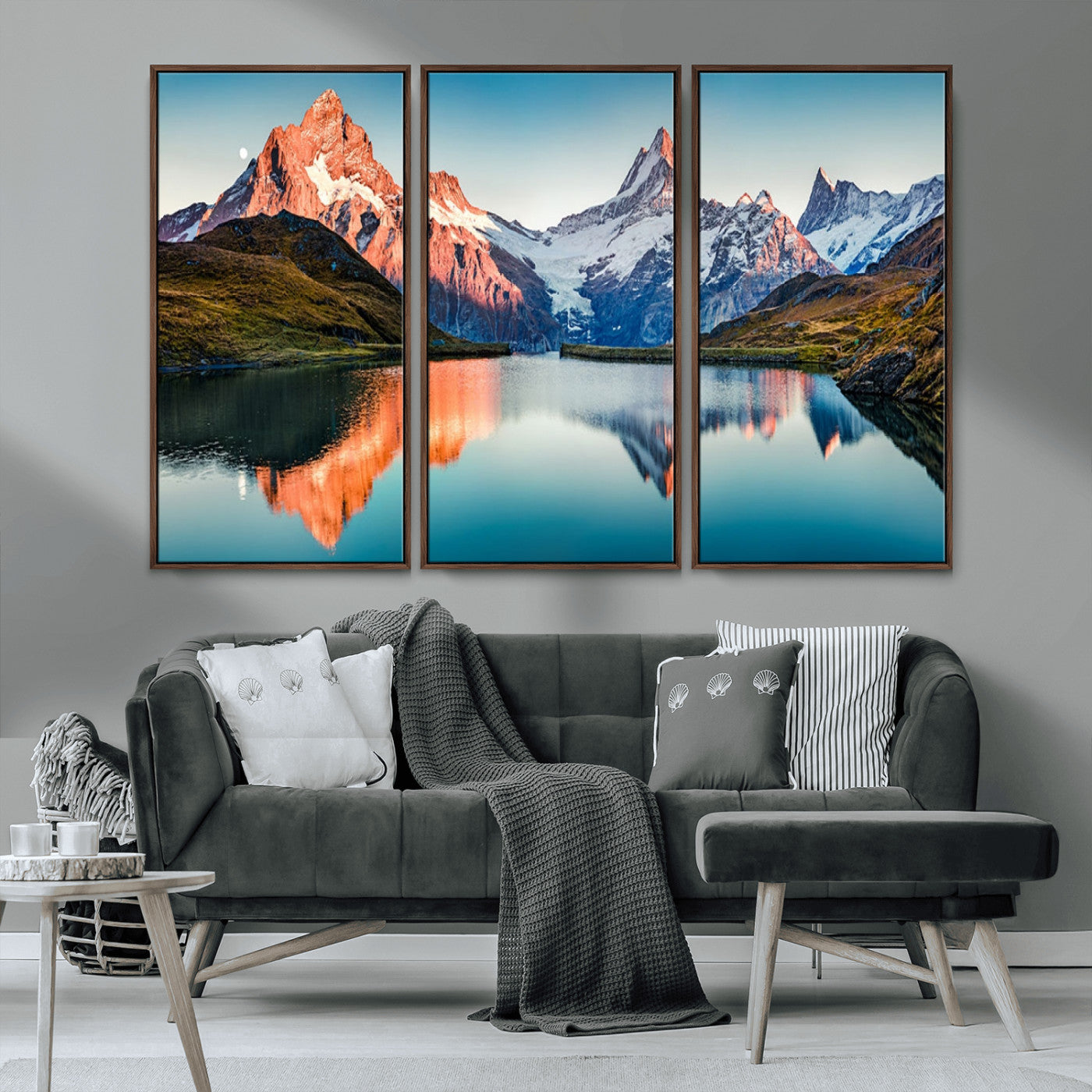 MGV-FC-48X32-3P - Landscape Mountain and Lake View Wall Art Canvas Print