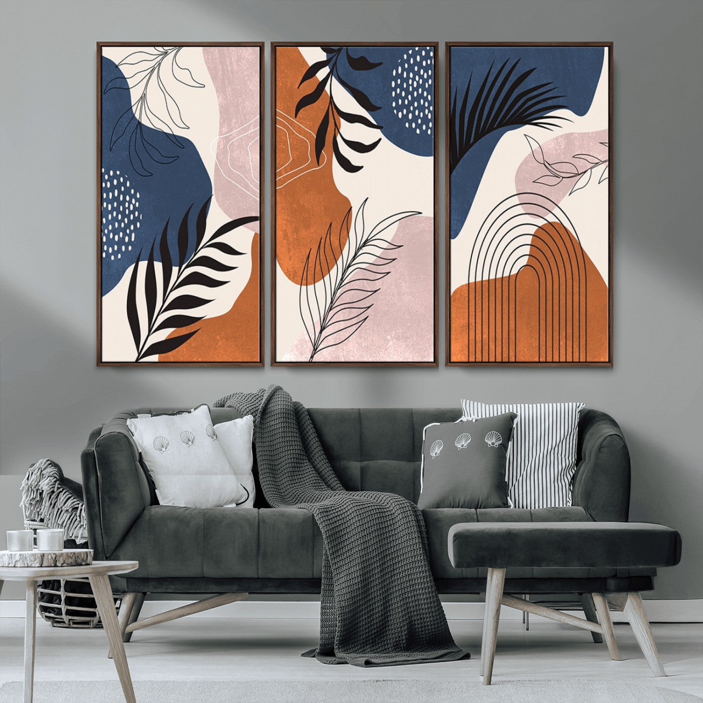 MGV-FC-48X32-3P - Boho Wall Art Canvas Print Set Mid-Century Prints Bohemian Wall Artwork Prints Boho Neutral,