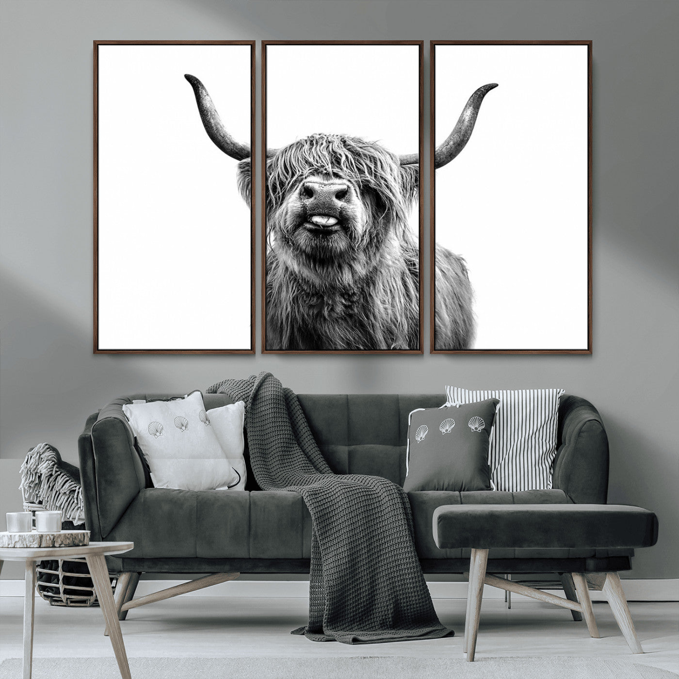 MGV-FC-48X32-3P - Fanny Scottish Highland Cow Cattle Art Print Farmhouse Wall Art Canvas Print