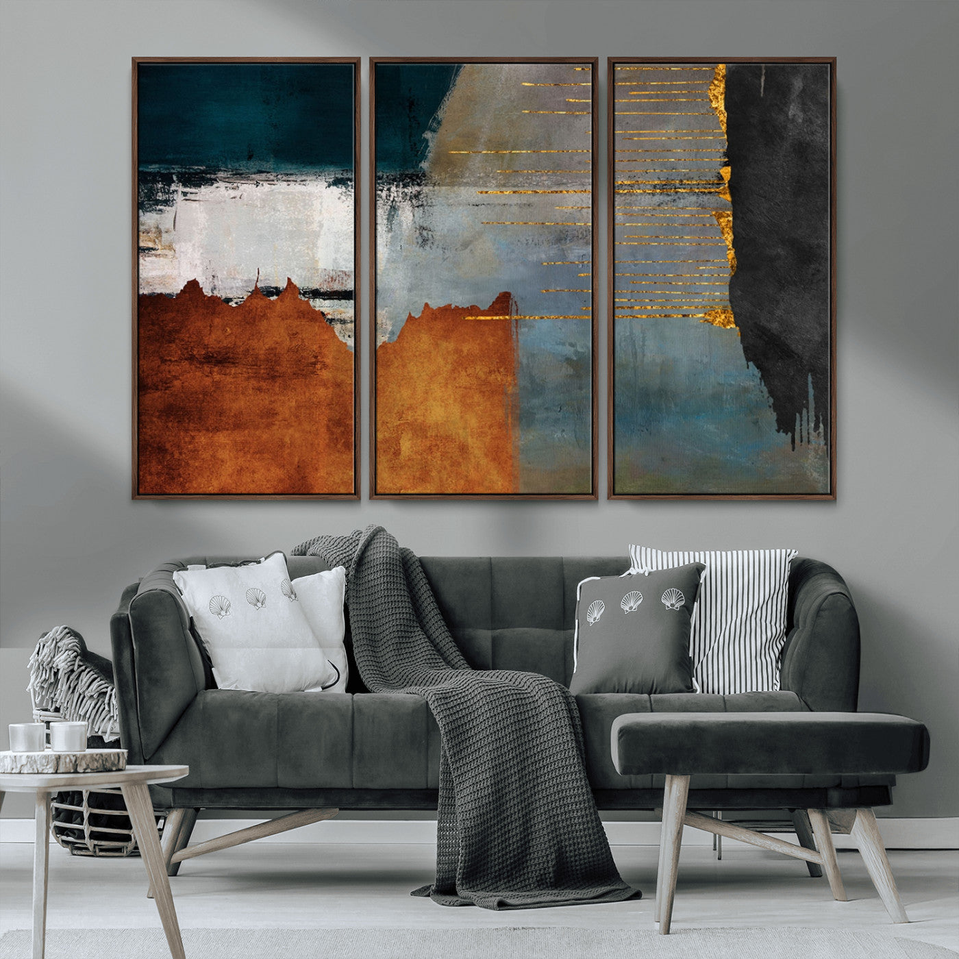 MGV-FC-48X32-3P - Modern Abstract Canvas Art Canvas Print - Framed and Ready to Hang Artwork for Contemporary Living Room or Office Decor