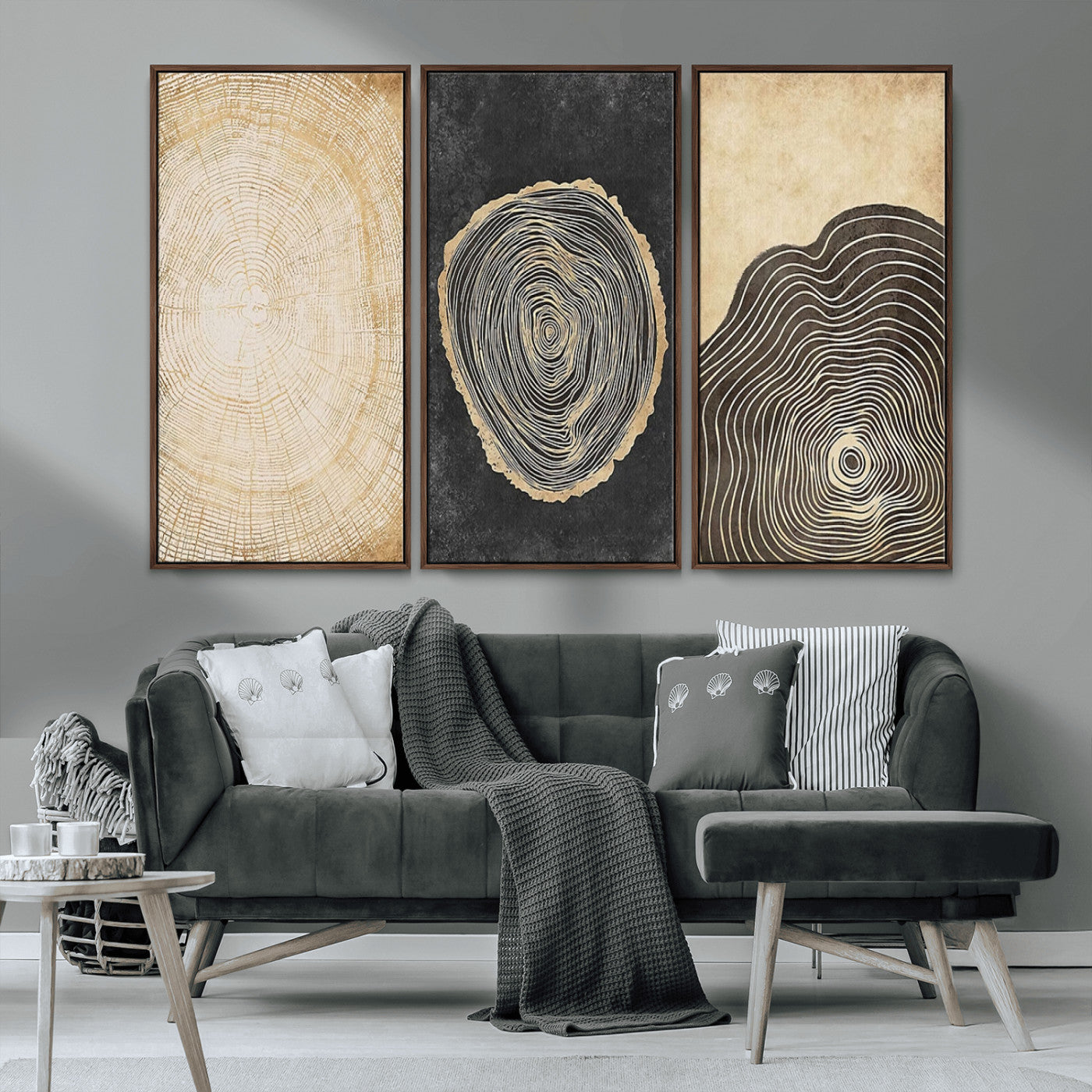 MGV-FC-48X32-3P - Tree Rings Canvas Wall Art Print – Minimalist Natural History in Modern Decor - Minimalist Boho Wall