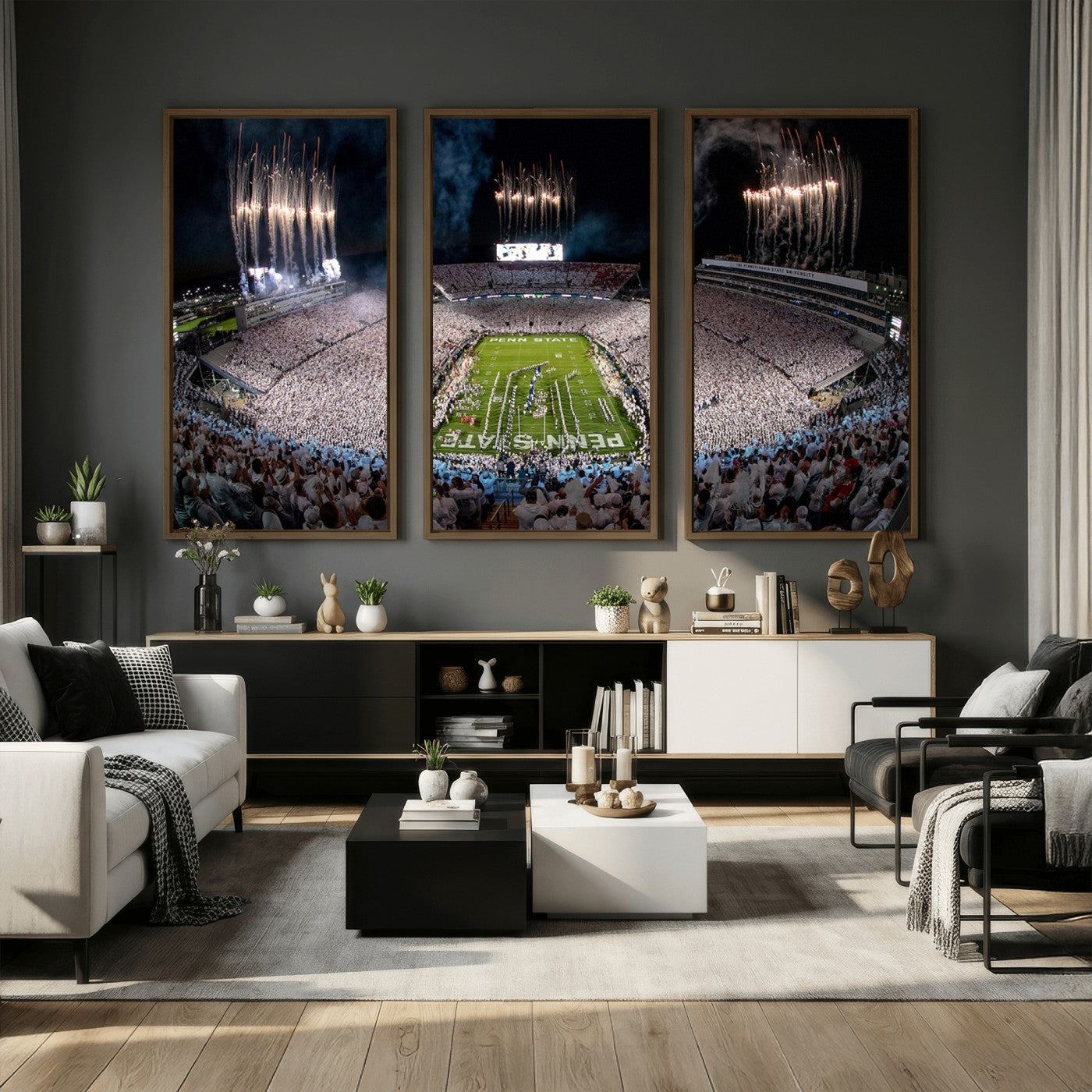 11391-MGV-CV-36X24 - Penn State Football Wall Art Canvas Print – Framed Stadium Game Day Sports Team Spirit Artwork for Home, Office