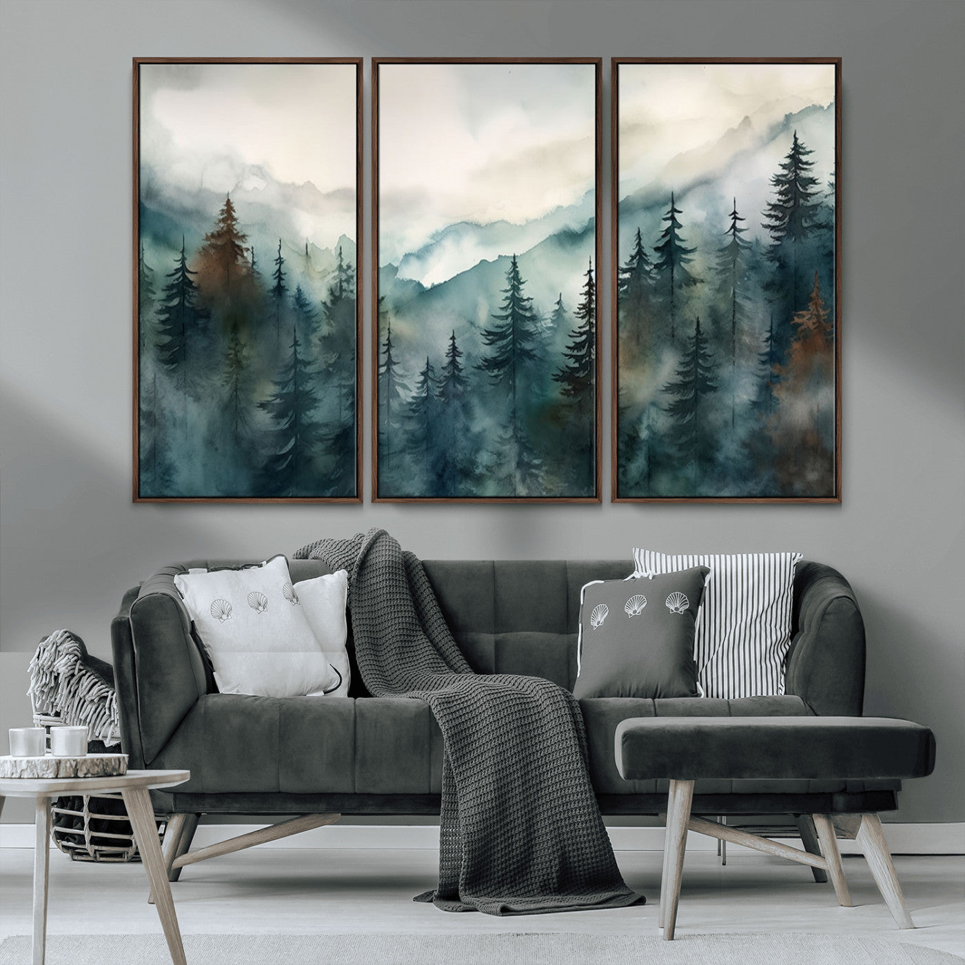 48468-MGV-CV-36X24-Serenity Forest Wall Art Canvas | Foggy Mountain Landscape Canvas Print for Living Room or Office | Nature-Inspired Woodland Decor