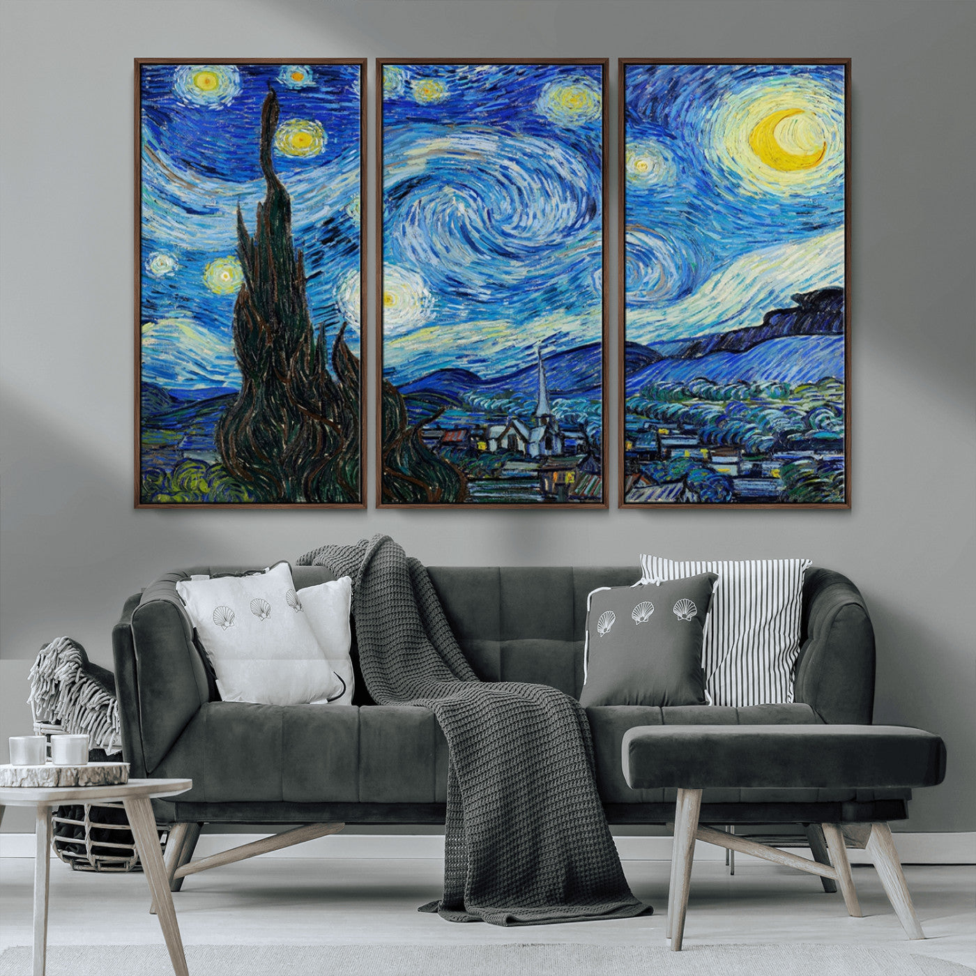 MGV-FC-48X32-3P - Vincent Van Gogh The Starry Night Abstract Wall Art Canvas Print