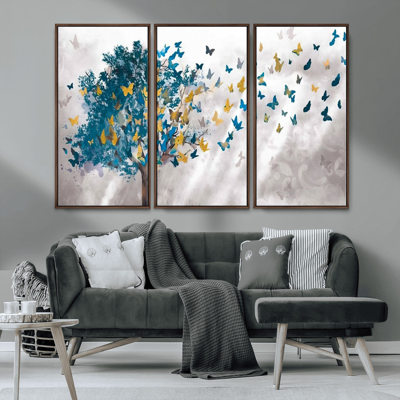 MGV-FC-48X32-3P - Tree Butterfly Abstract Tree and Butterfly Wall Art Canvas Print