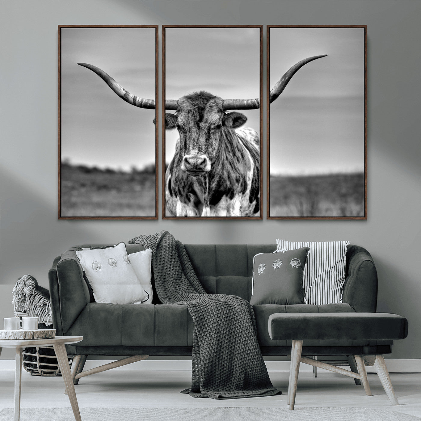 MGV-FC-48X32-3P - Texas Longhorn Cpw Wall Art, Texas Longhorn Canvas, Cattle Canvas Print