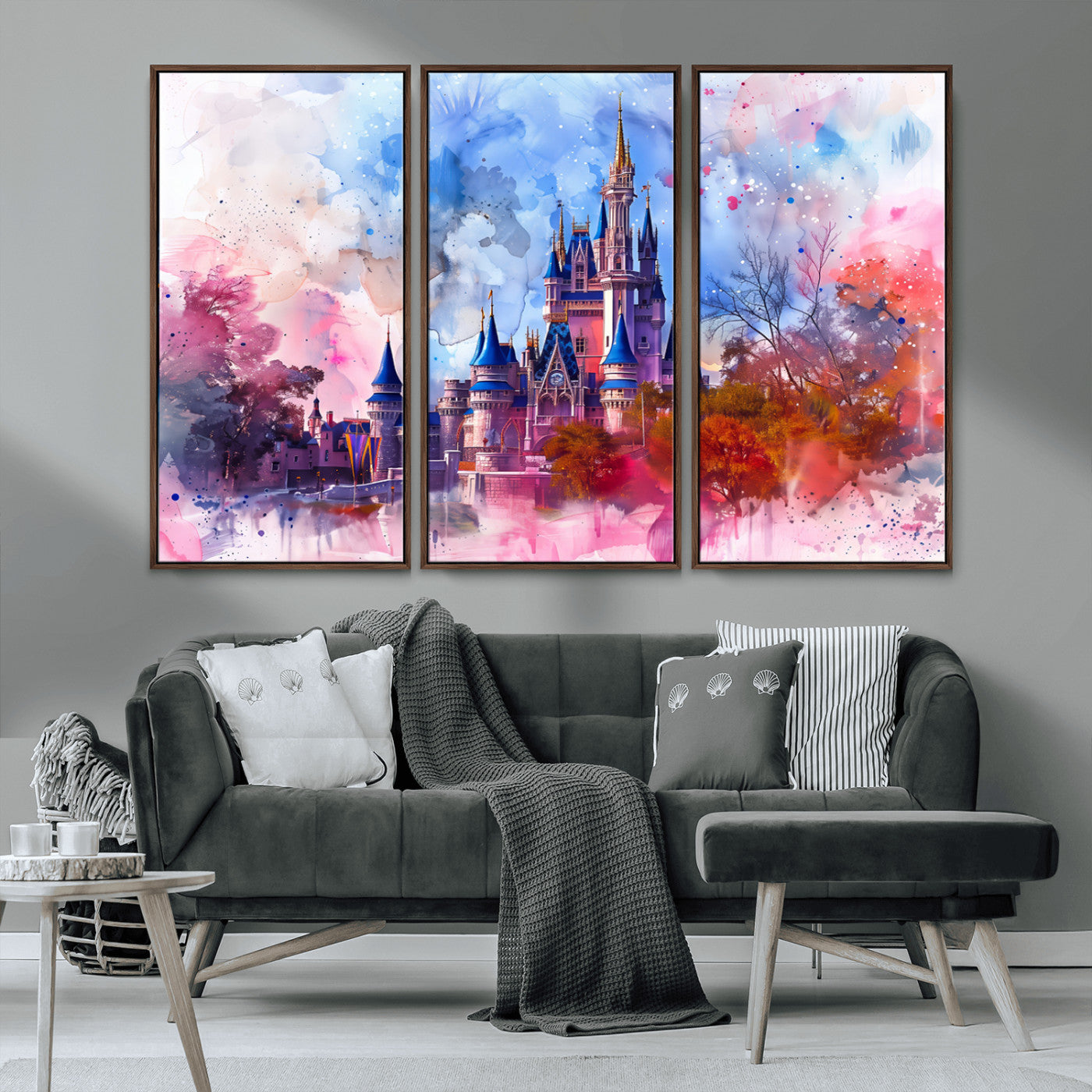 MGV-FC-48X32-3P - Disney Wall Art: Dreamy Watercolor Cinderella Castle Canvas Print
