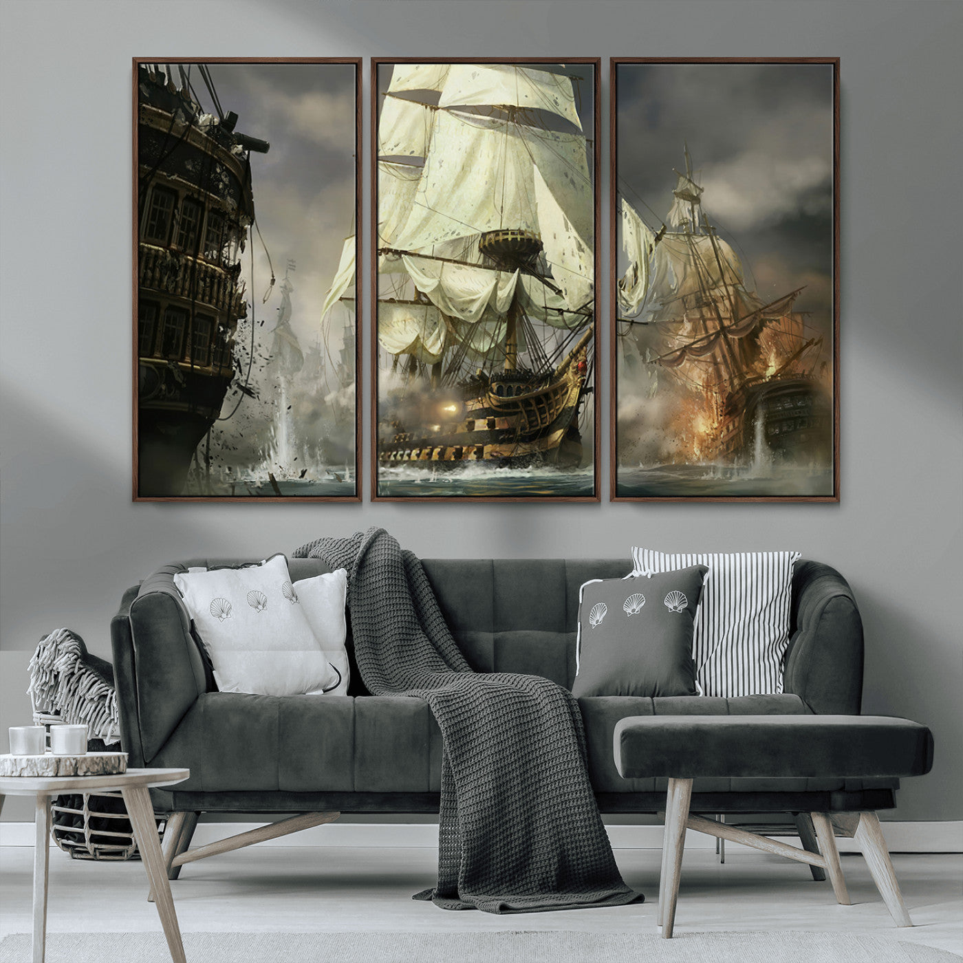 MGV-FC-48X32-3P - Pirate Ship War Wall Art Canvas Print