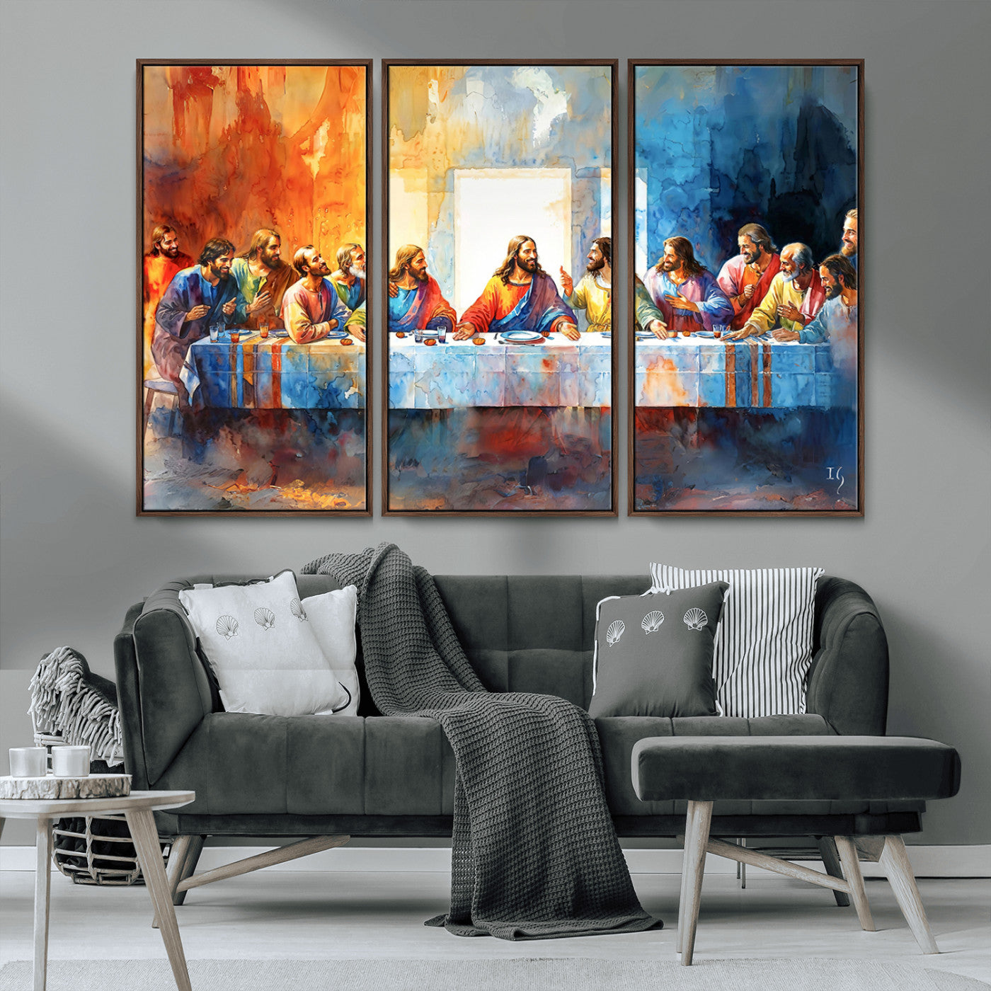 MGV-FC-48X32-3P - Abstract Waterolor The Last Supper Wall Art