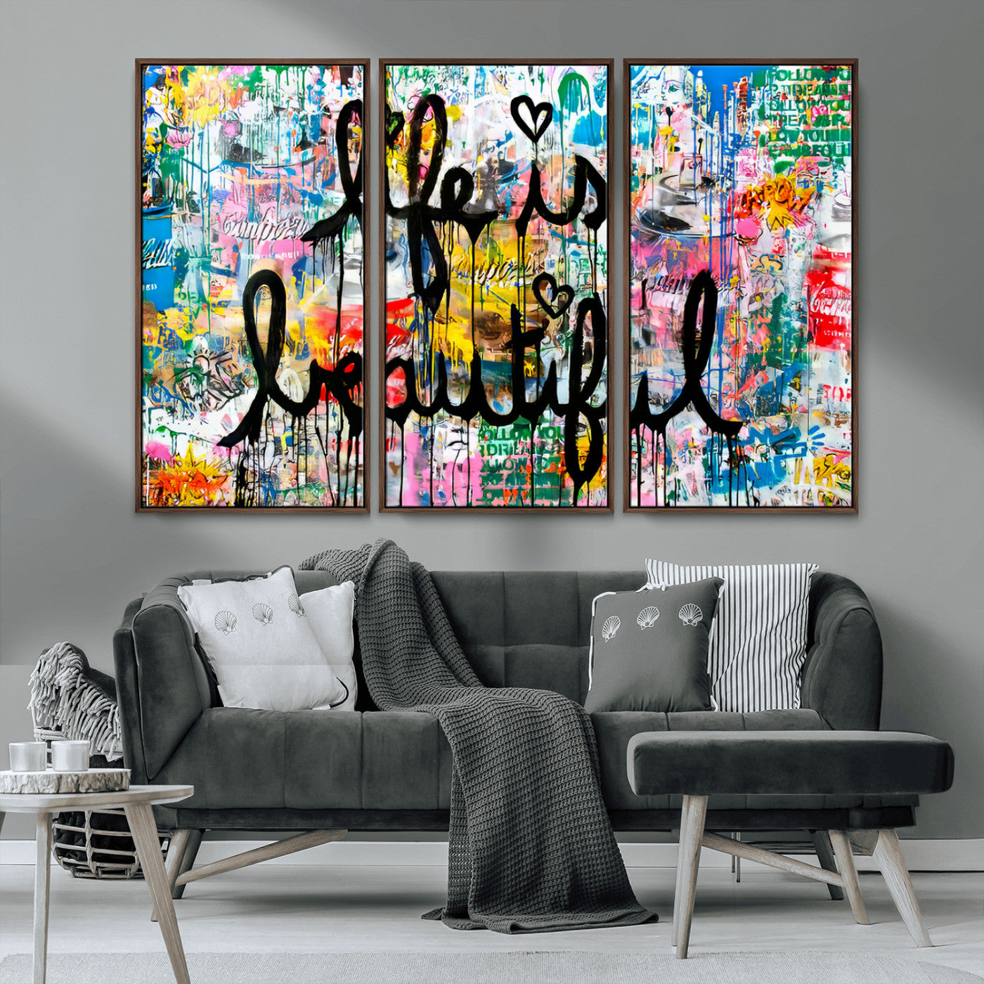 MGV-FC-48X32-3P - Life Beautiful Wall Art Canvas Print | Graffiti Wall Art Canvas Print