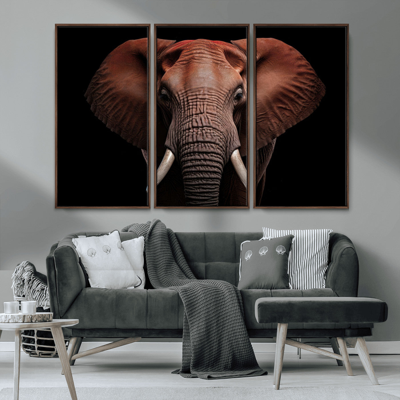-Wild Elephant Wall Art Canvas Print, Africa Savannah Wild Animal Wall Decor Print
