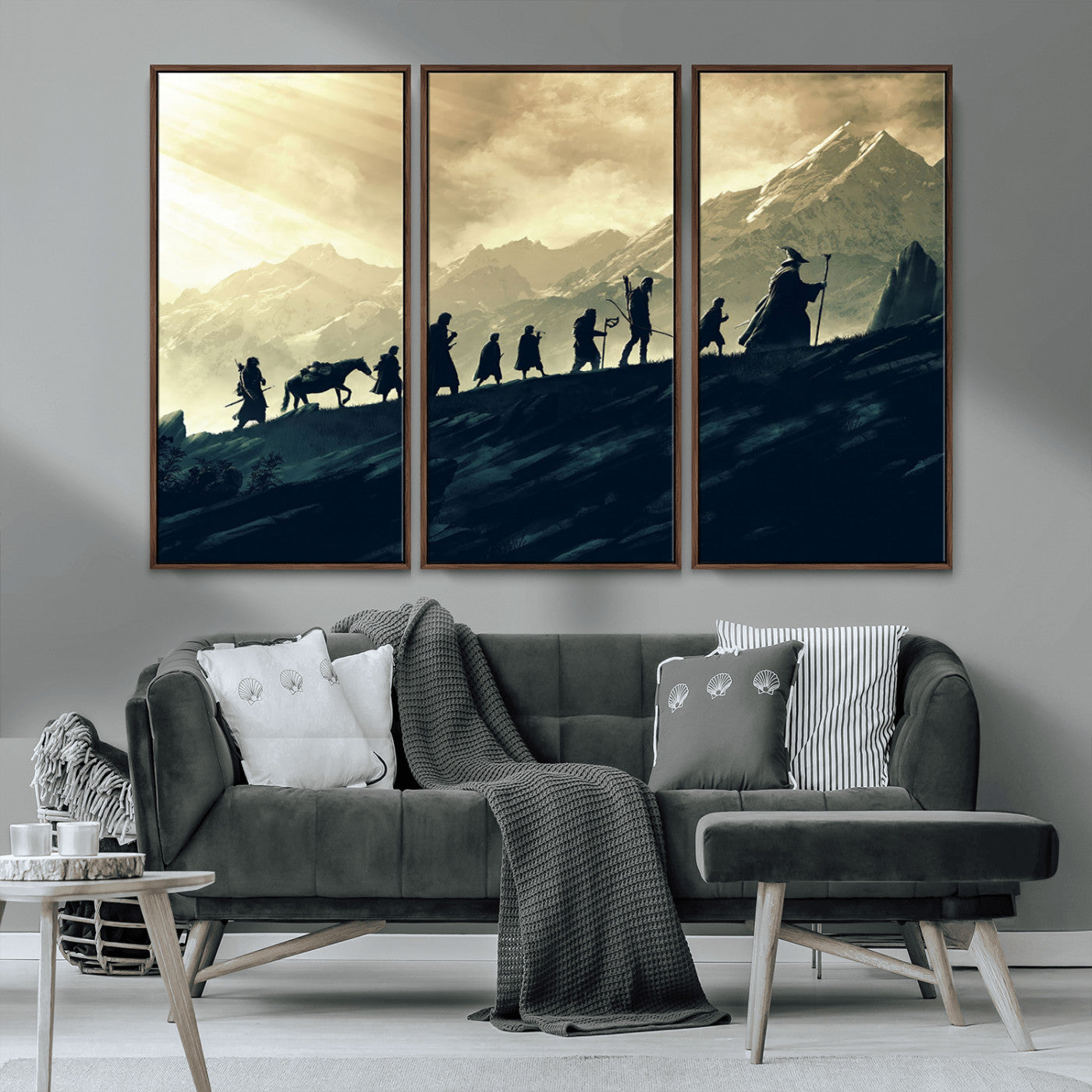 41574-MGV-CV-36X24-Lord of the Rings Silhouette Wall Art Capturing the Epic Quest Through Middle-Earth - The