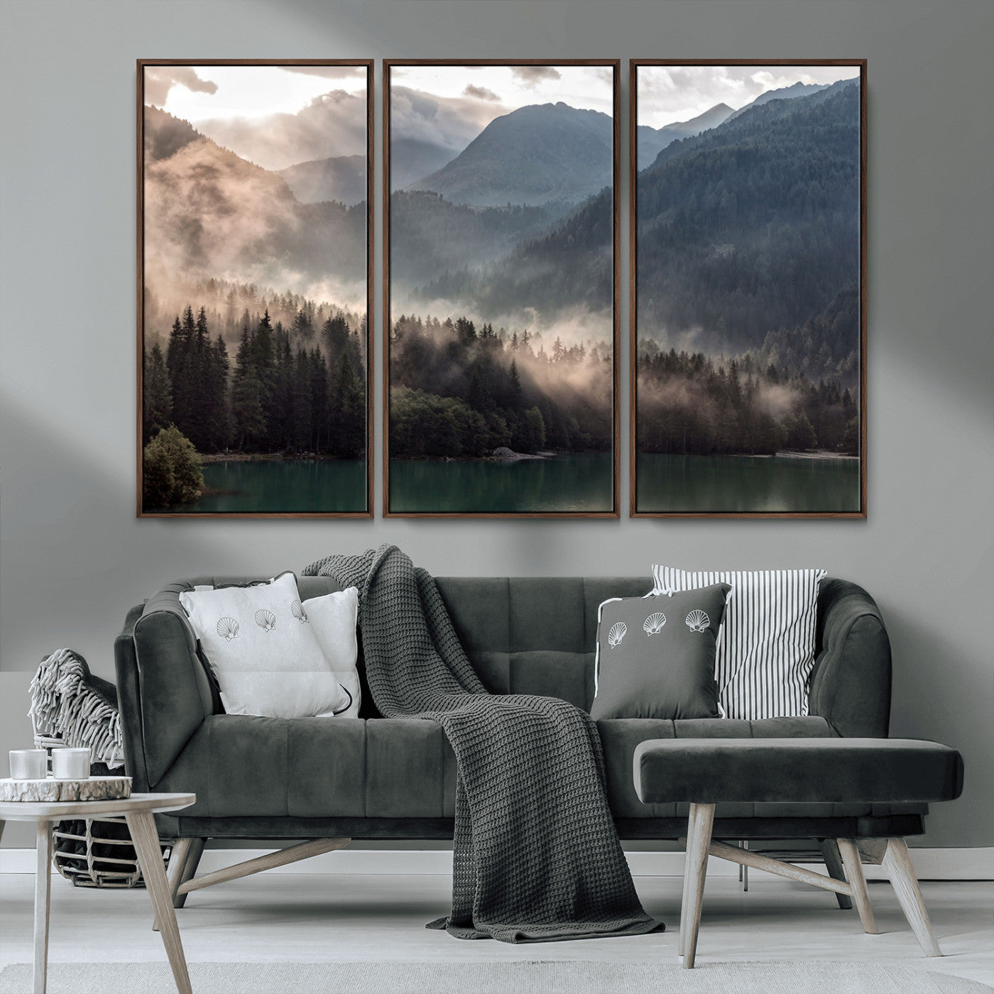MGV-FC-48X32-3P - Foggy Mountain Canvas Print Forest Wall Art