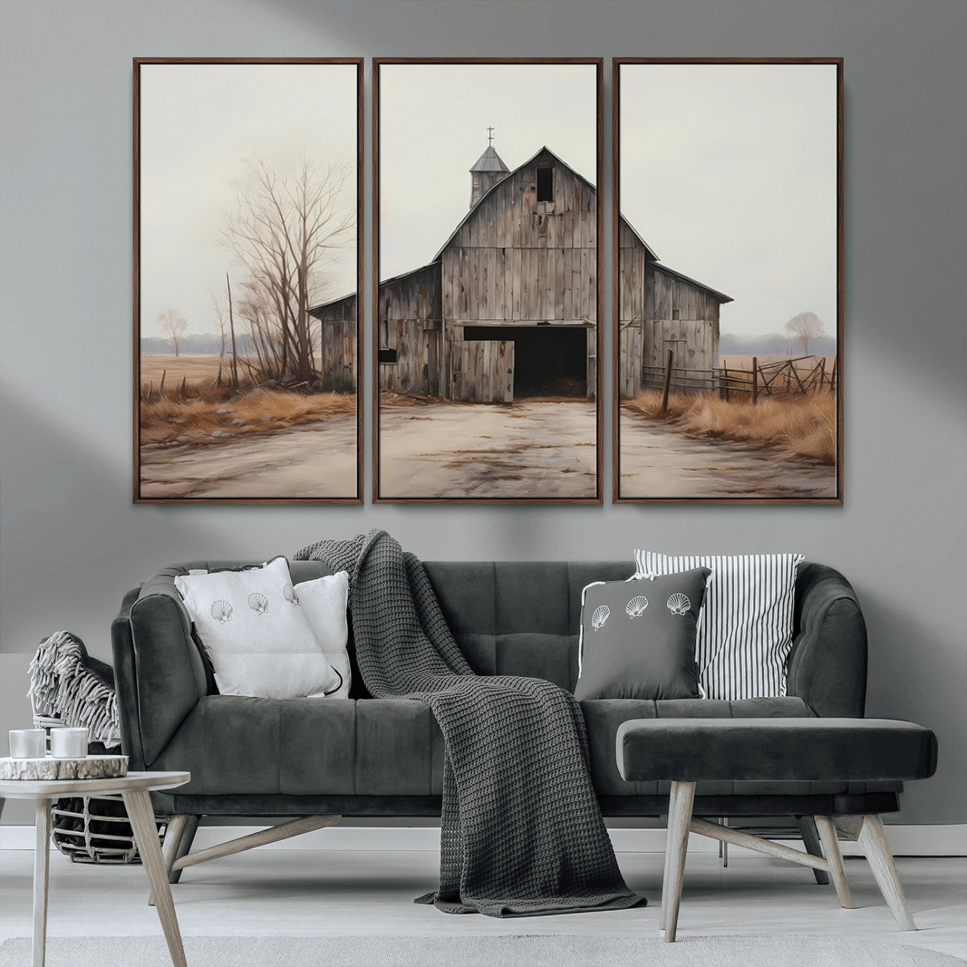 MGV-FC-48X32-3P - Farmhouse Rustic Barn Wall Art Canvas Print – Framed and Ready to Hang – Perfect Addition to Farmhouse Wall Décor
