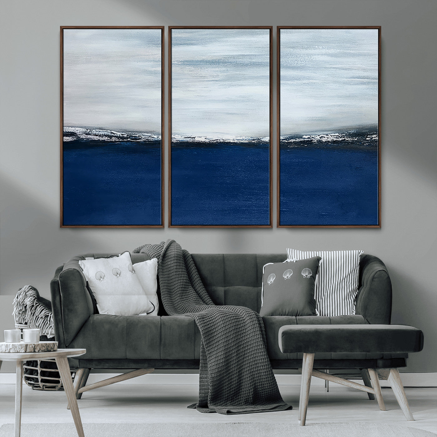 MGV-FC-48X32-3P - Navy Blue Abstract Wall Art Canvas Print