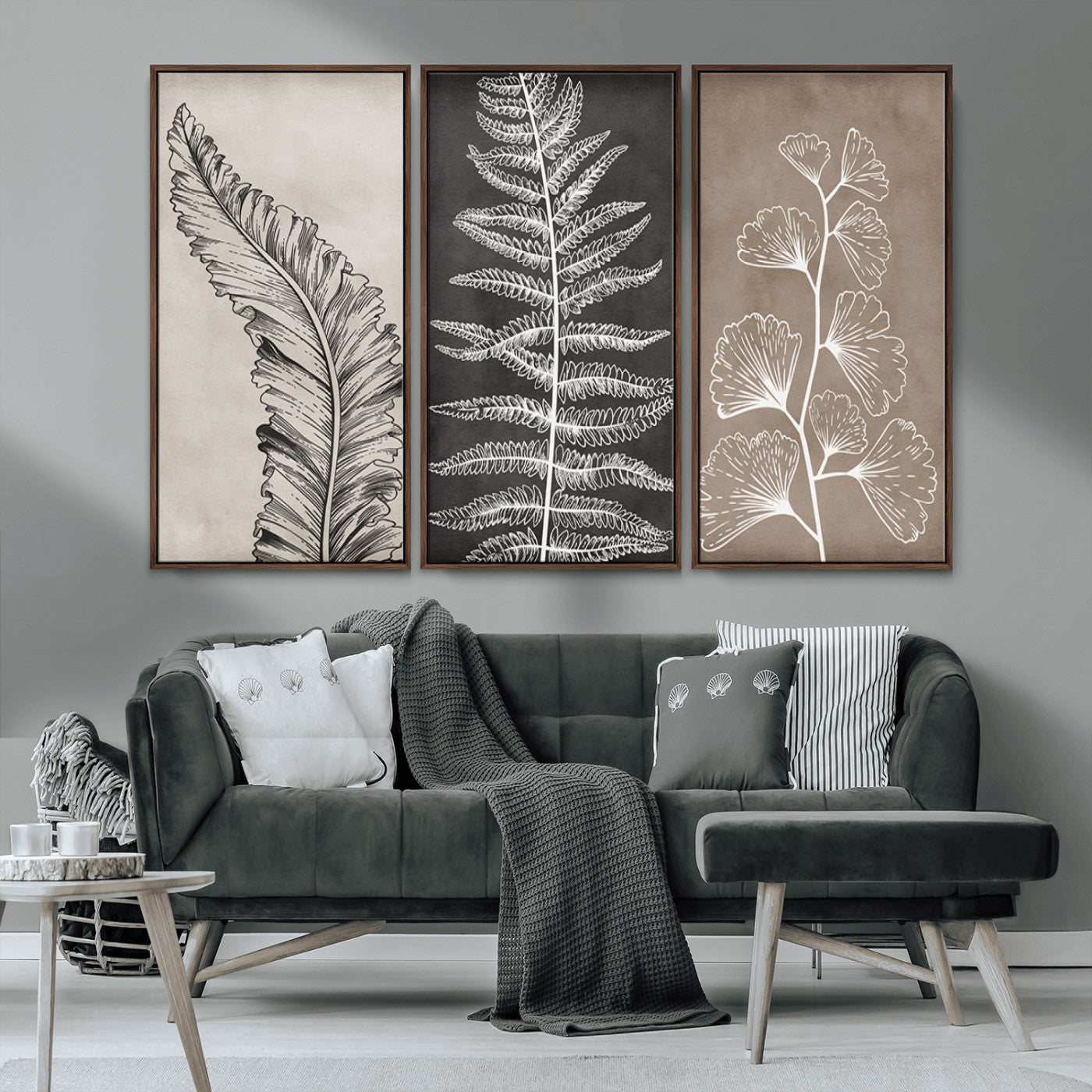 MGV-FC-48X32-3P - Minimalist Botanical Wall Art Canvas Print, Framed and Ready to Hang - Nature Art Print for Home