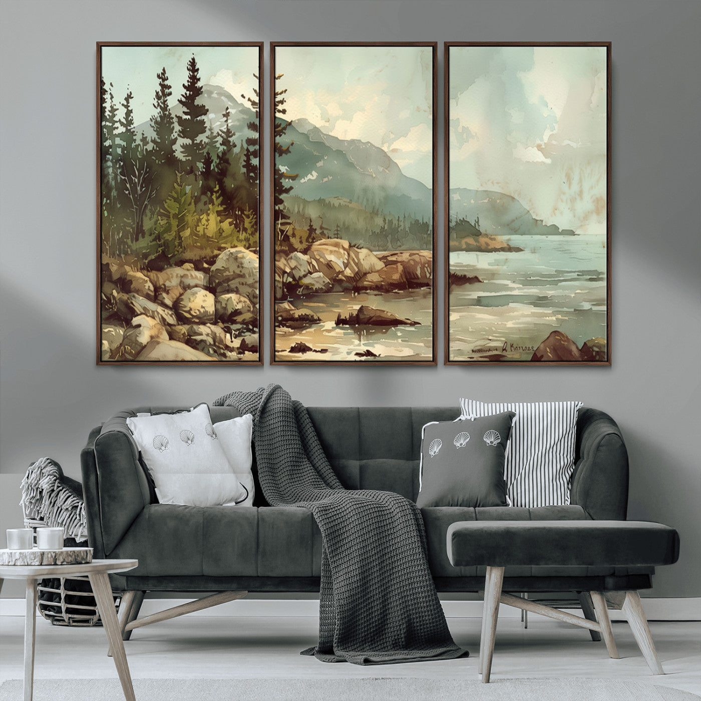 MGV-FC-48X32-3P - Abstract Acadia National Park Wall Art Canvas Print - Stunning 3-Panel Wall Art Canvas Print, Framed, Ready to Hang