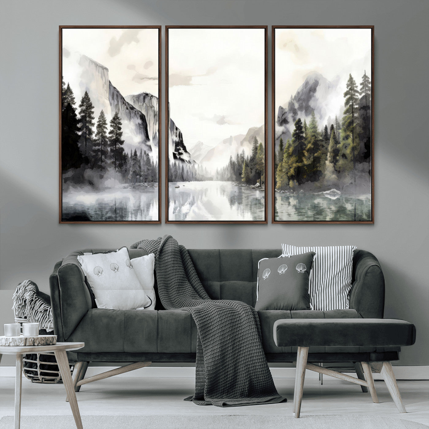 MGV-FC-48X32-3P - Yosemite Valley Wall Art Canvas Print – Framed and Ready to Hang – Majestic Nature Landscape Décor